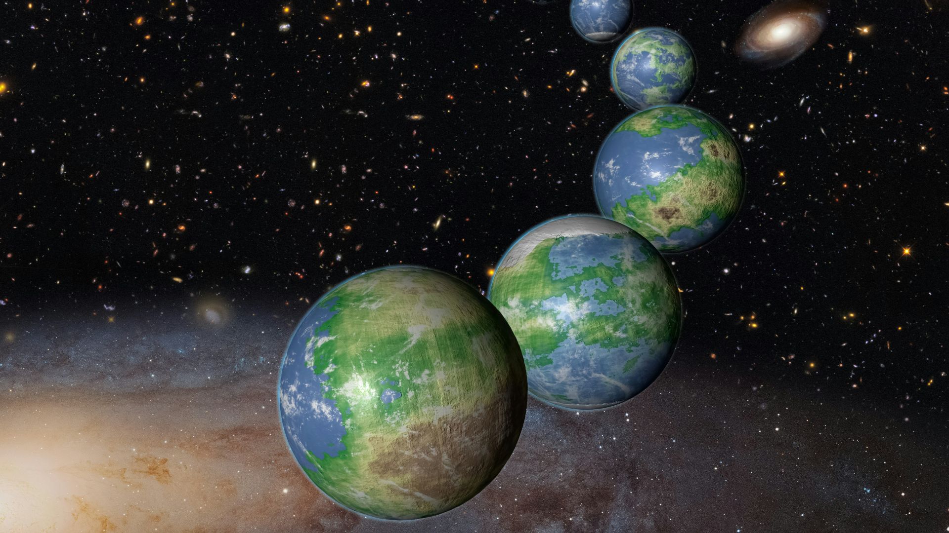 an artist's rendering of a solar system with planets in the foreground