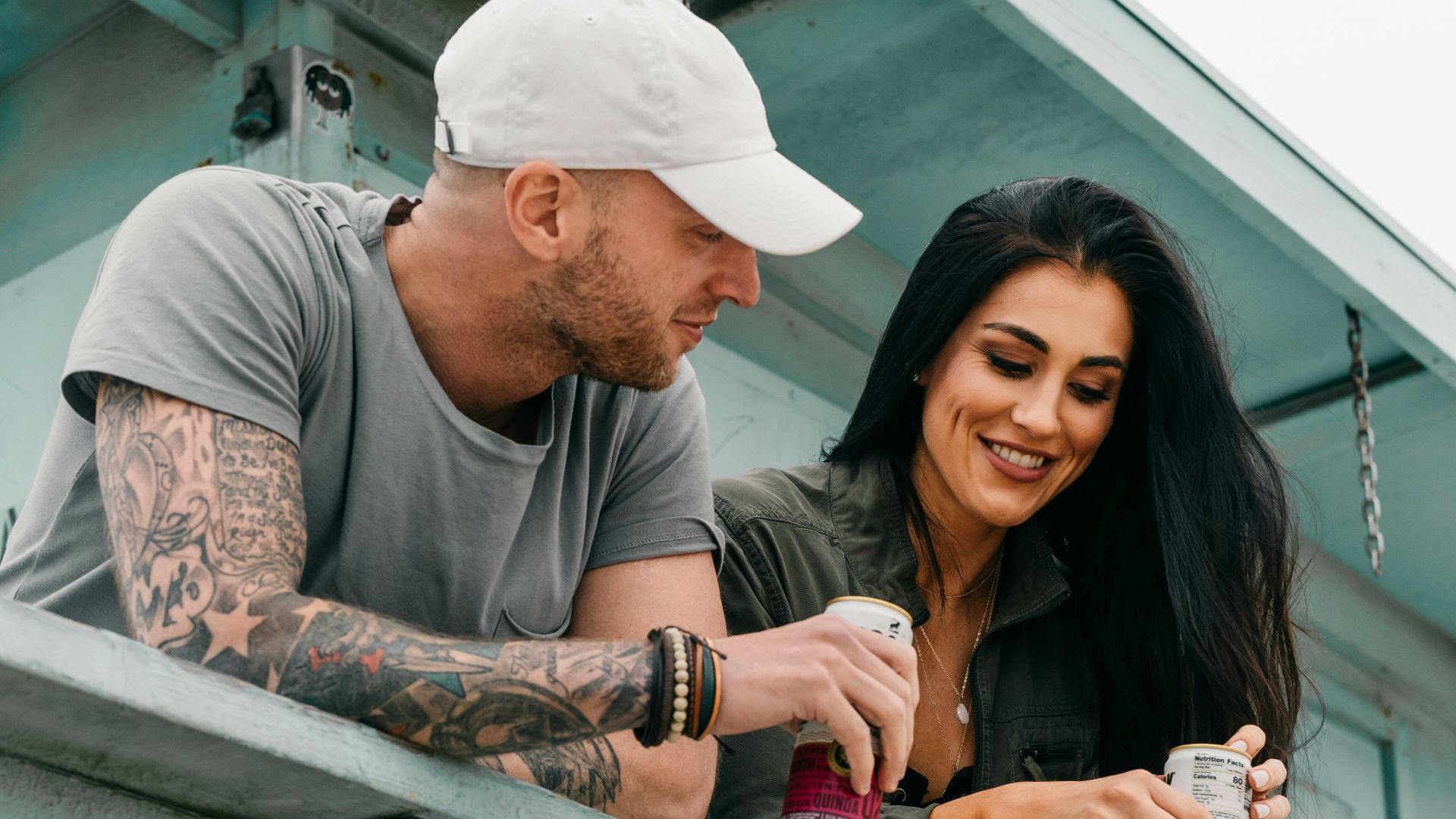 smiling woman and man