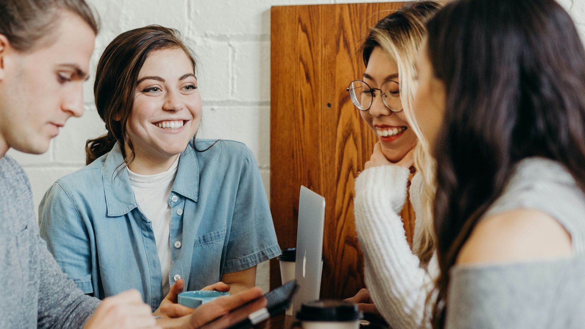 A group of friends at a coffee shop