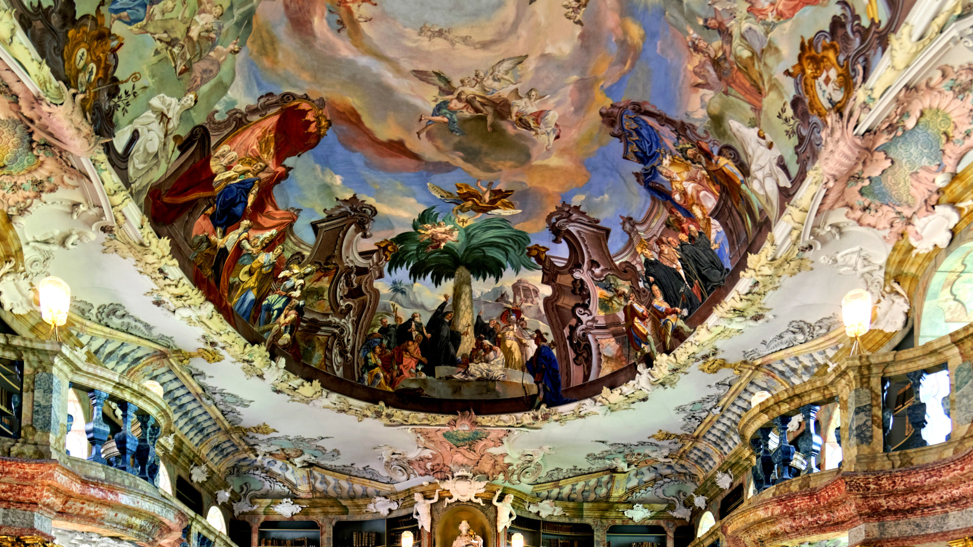 File:1744 schuf Franz Martin Kuen das Deckengemälde in der Klosterbibliothek Wiblingen. 09.jpg