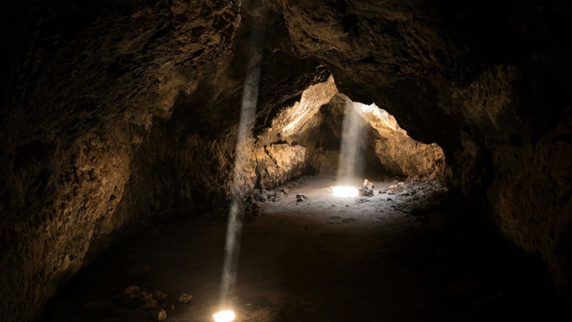 photo of light towards inside of cave