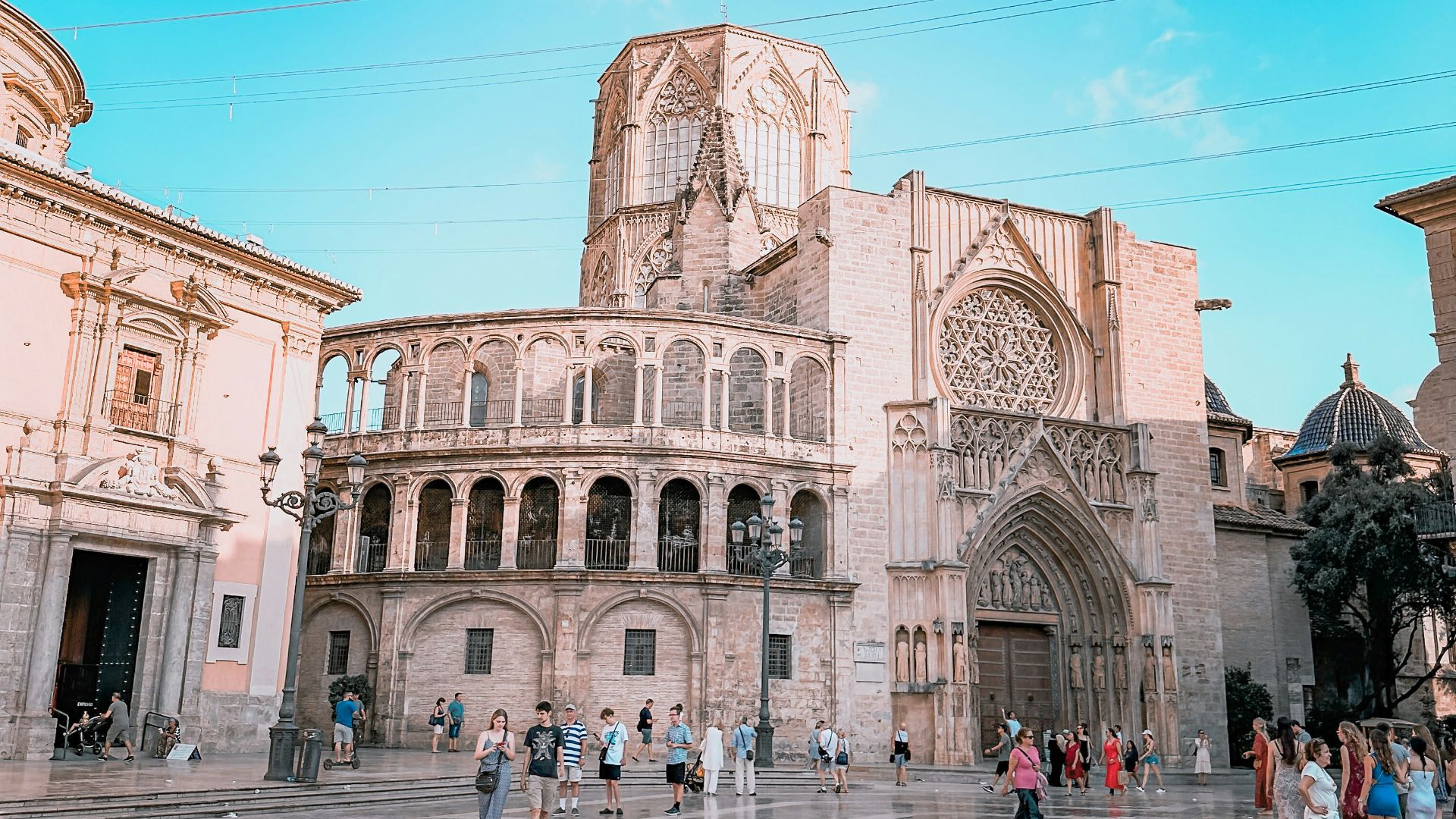 a group of people standing in front of a building