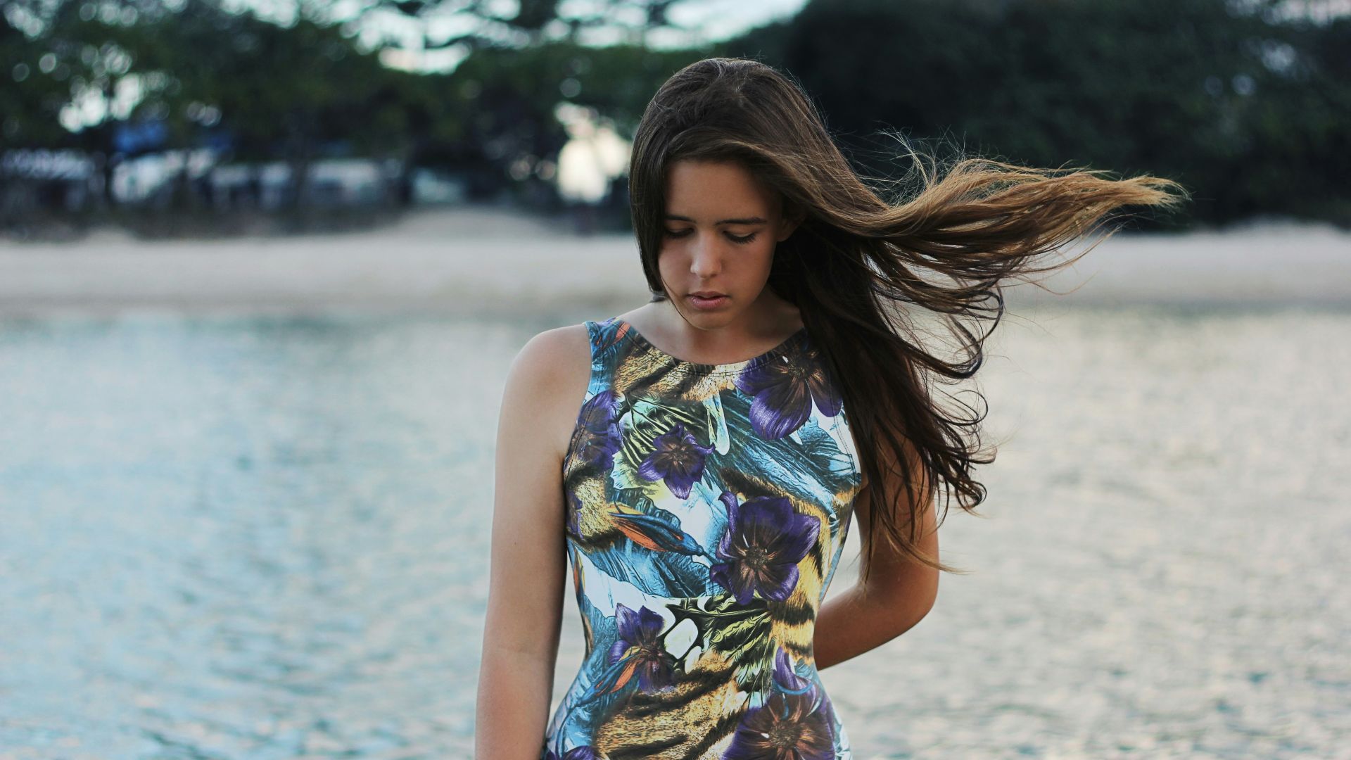 women's black, white, and yellow sleeveless swimsuit