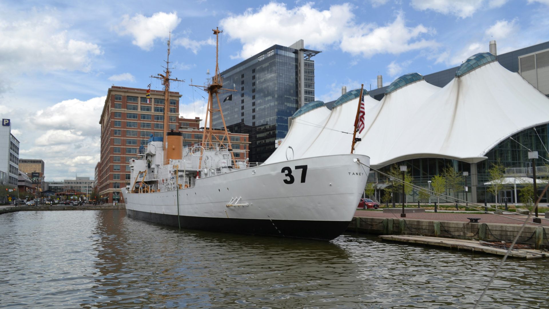 a large white boat in a body of water