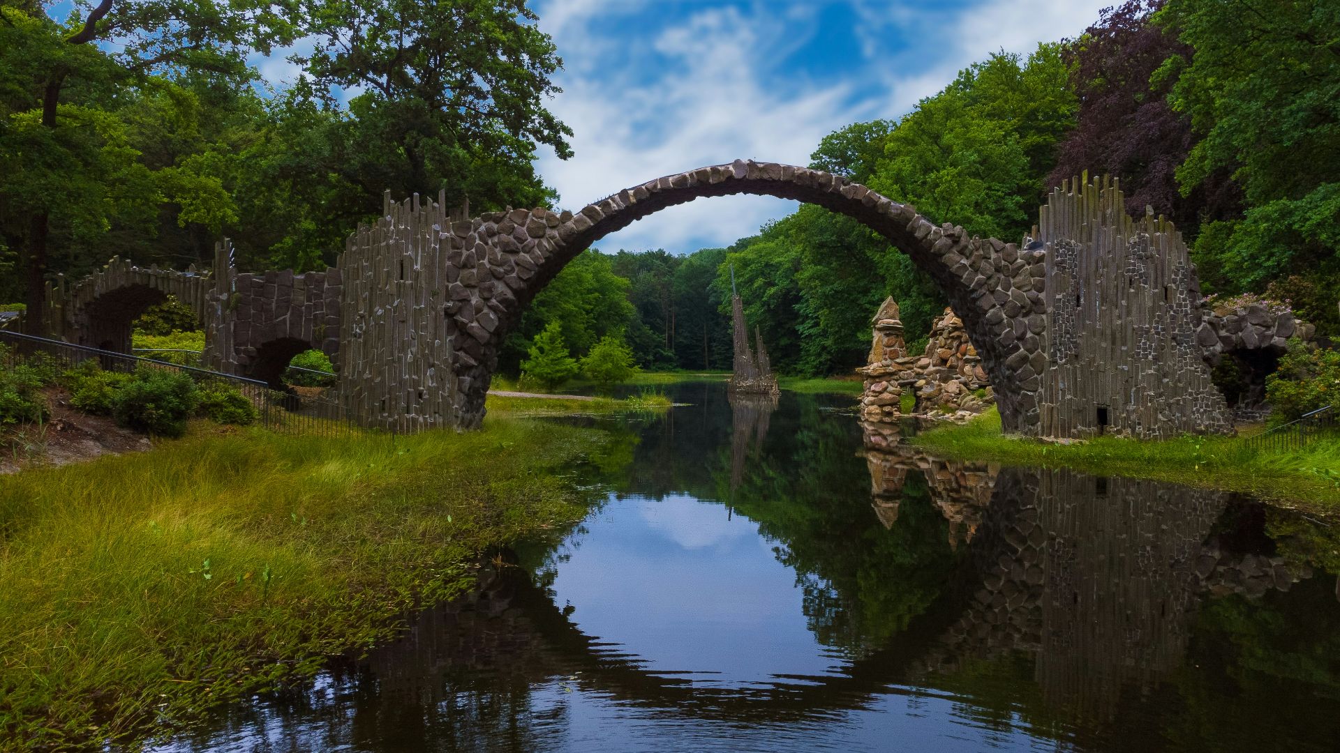a bridge over a river