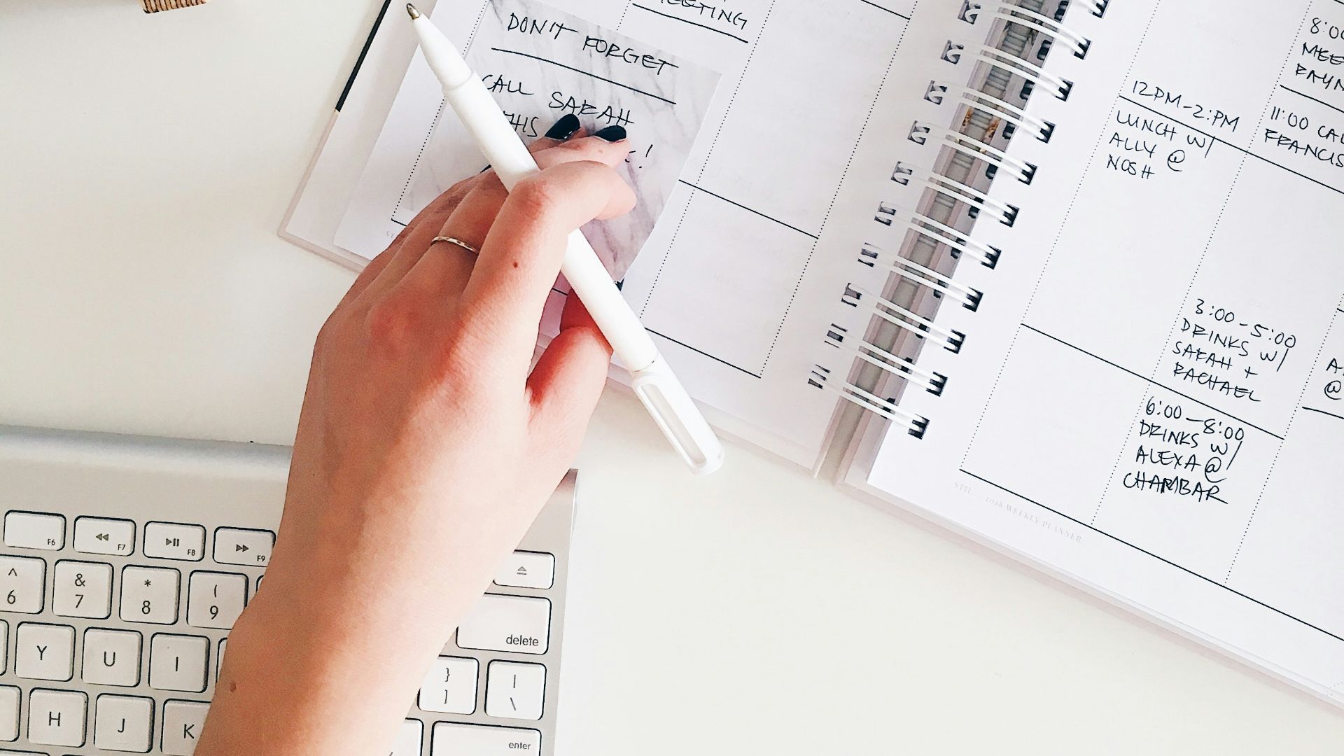person holding notepad and pen flat lay photography