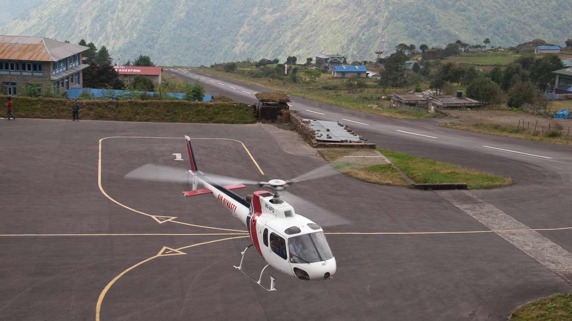 File:Lukla Airport, Runway, Helicopter, Nepal.jpg