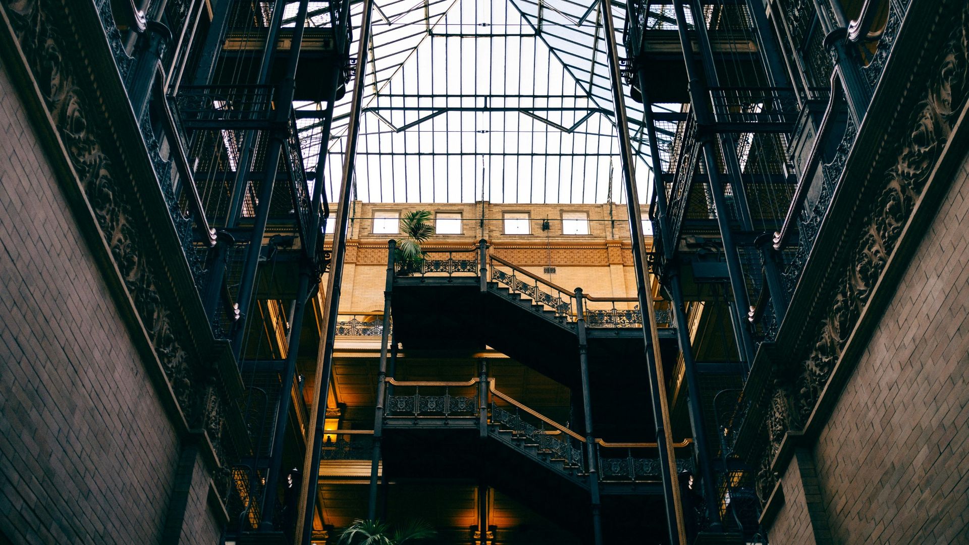 low-angle photography of building interior