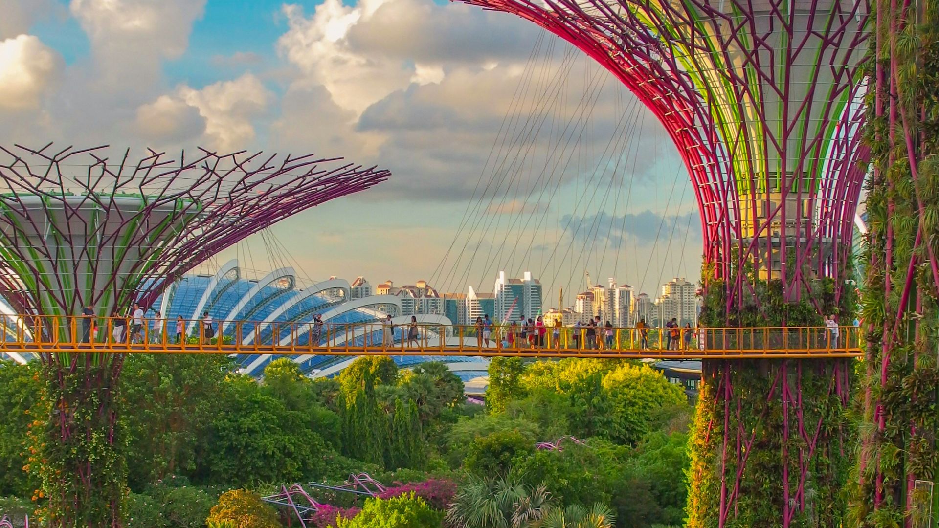 people crossing bridge
