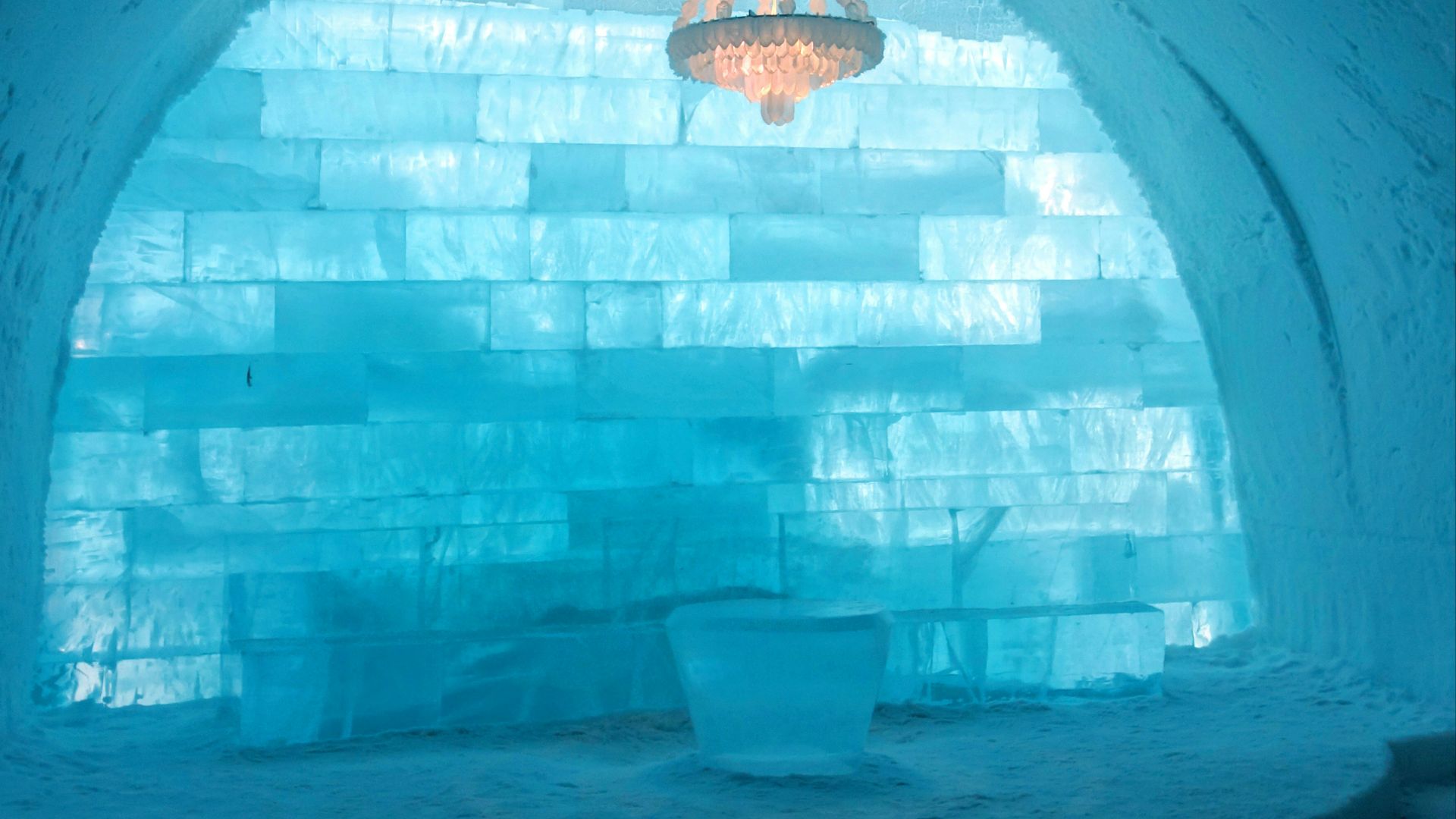 blue and white concrete tunnel