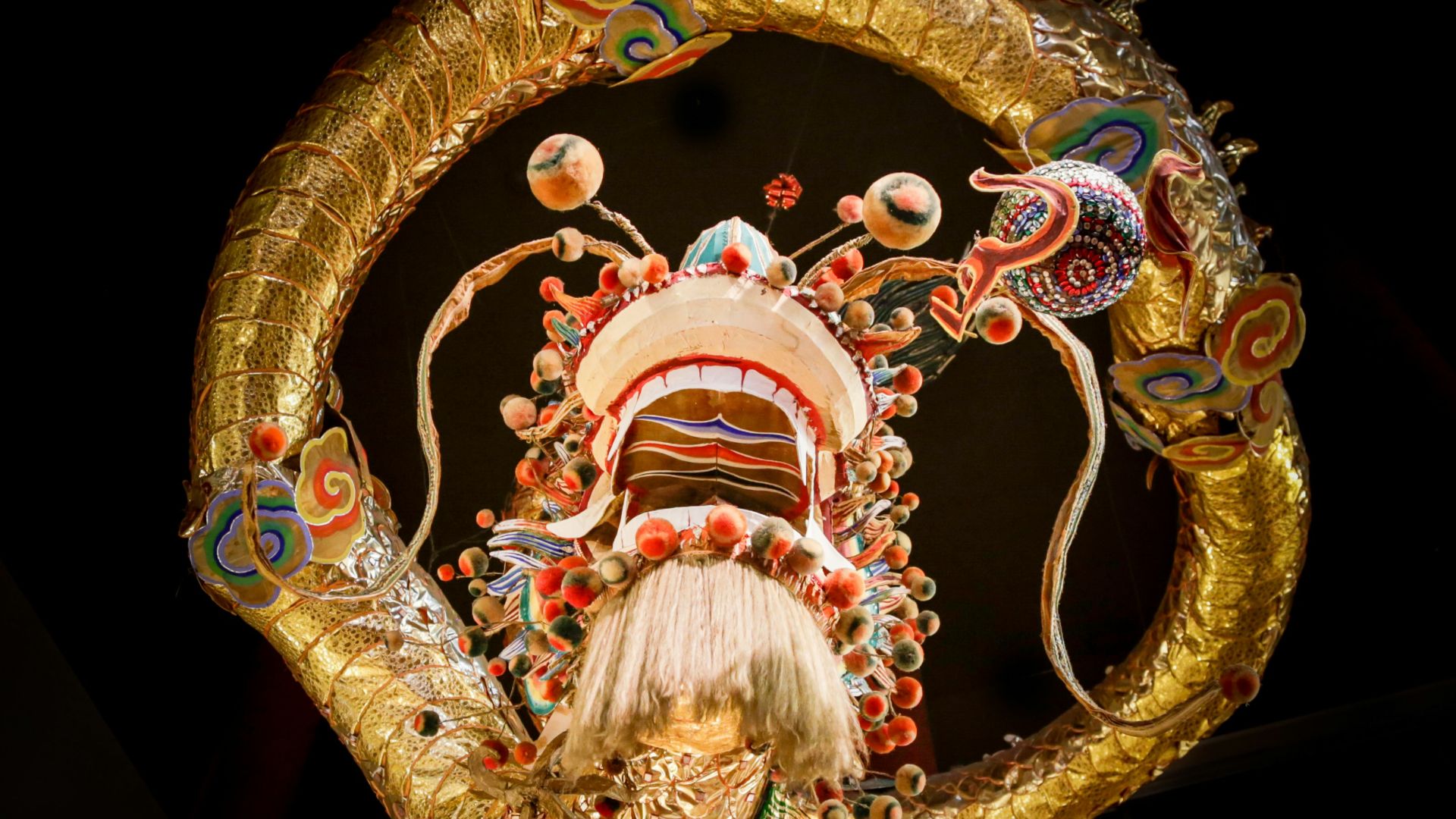 gold and multicolored dragon wallpaper