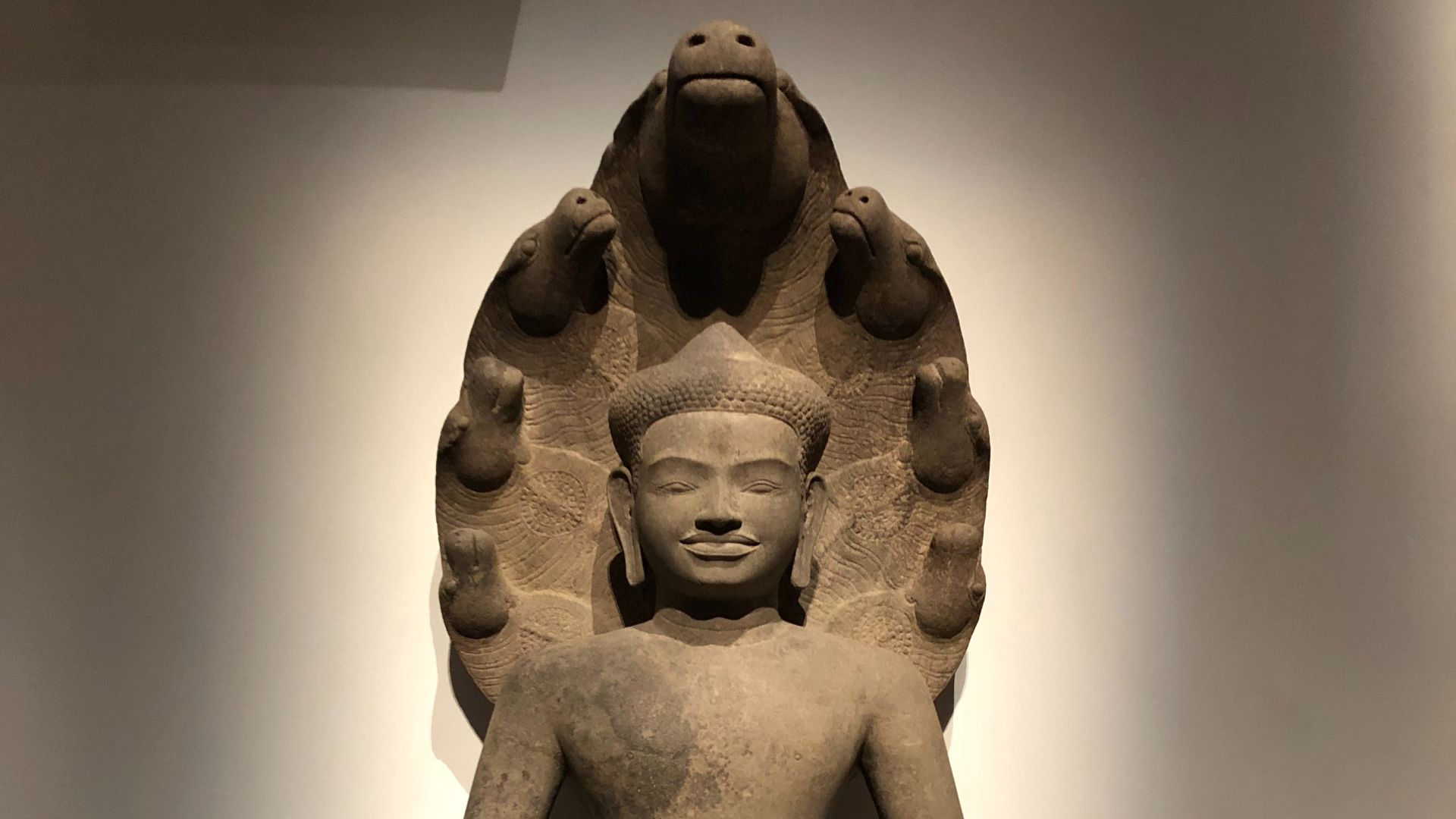 File:Cambodia 11th C - Buddha sheltered by naga IMG 9608 Museum of Asian Civilisation.jpg