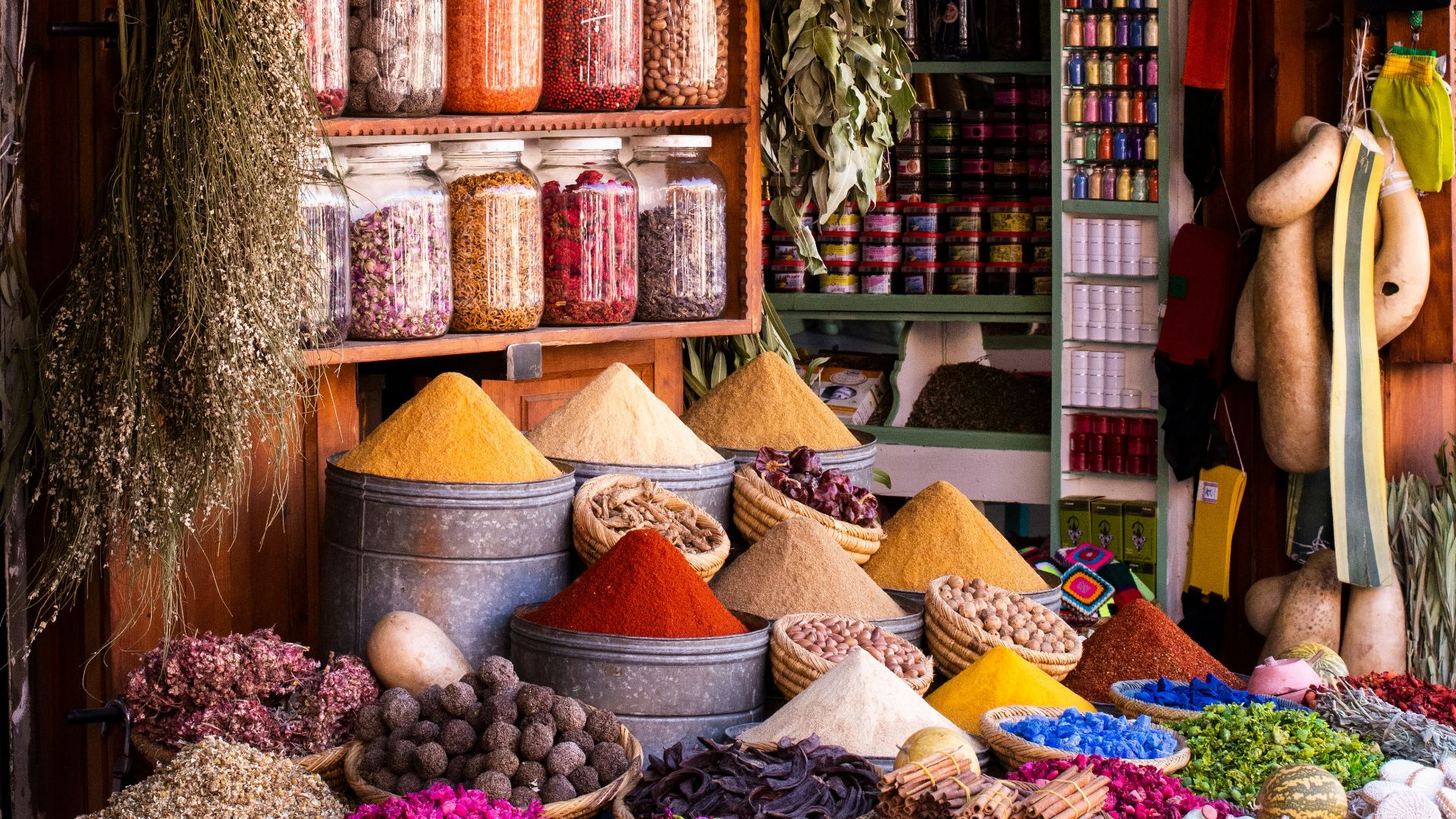 variety of spices in sack