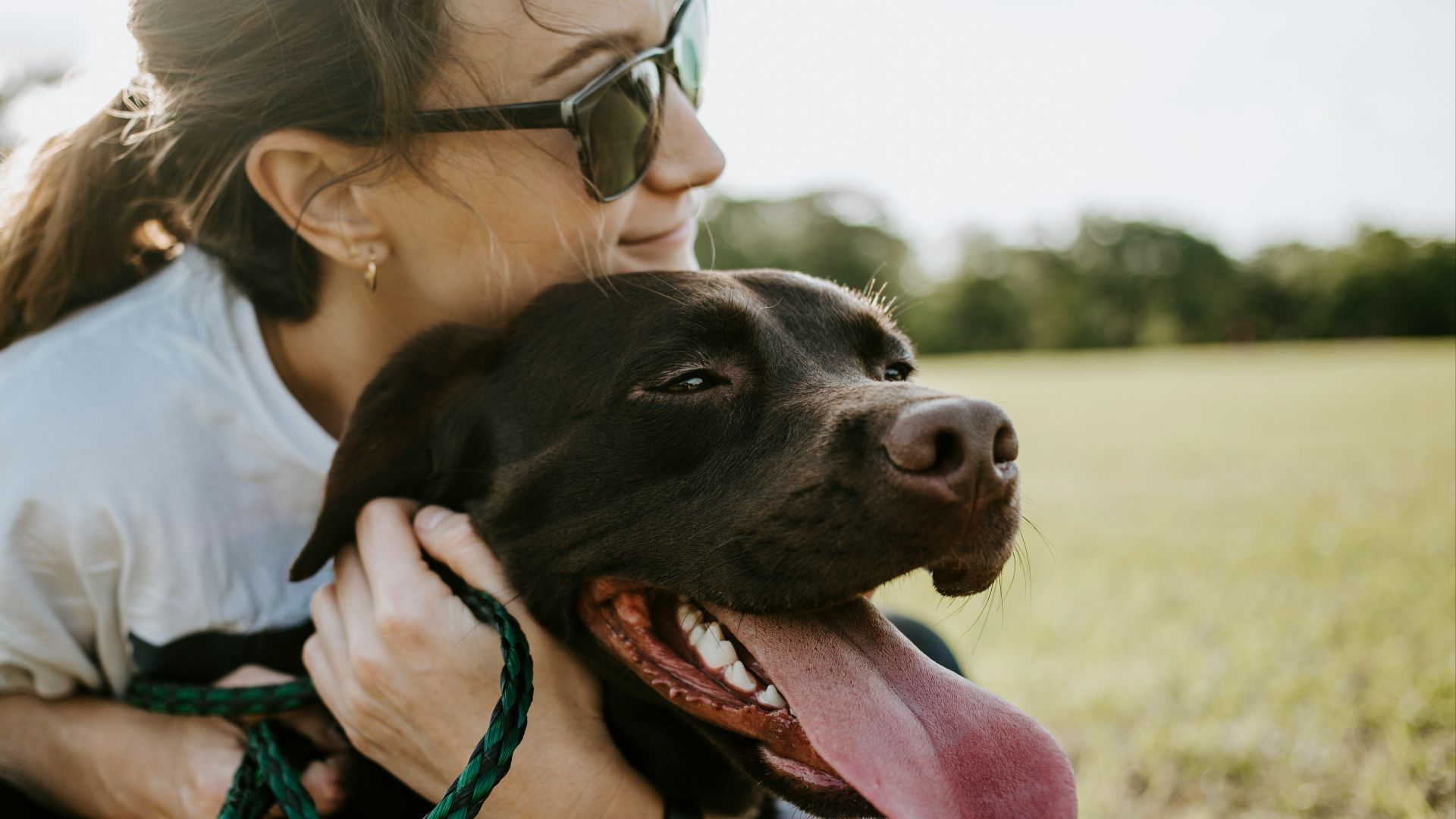 woman hugging a dog