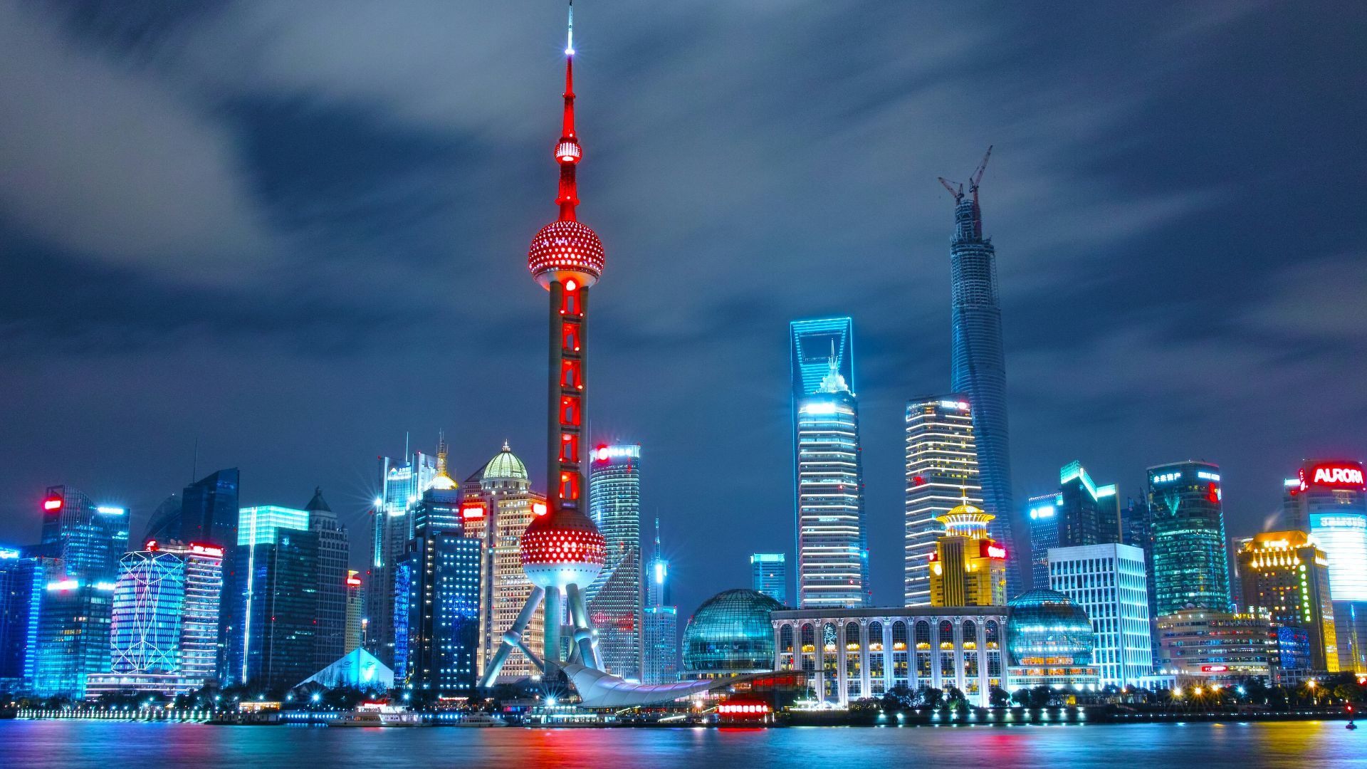 architectural photograph of lighted city sky