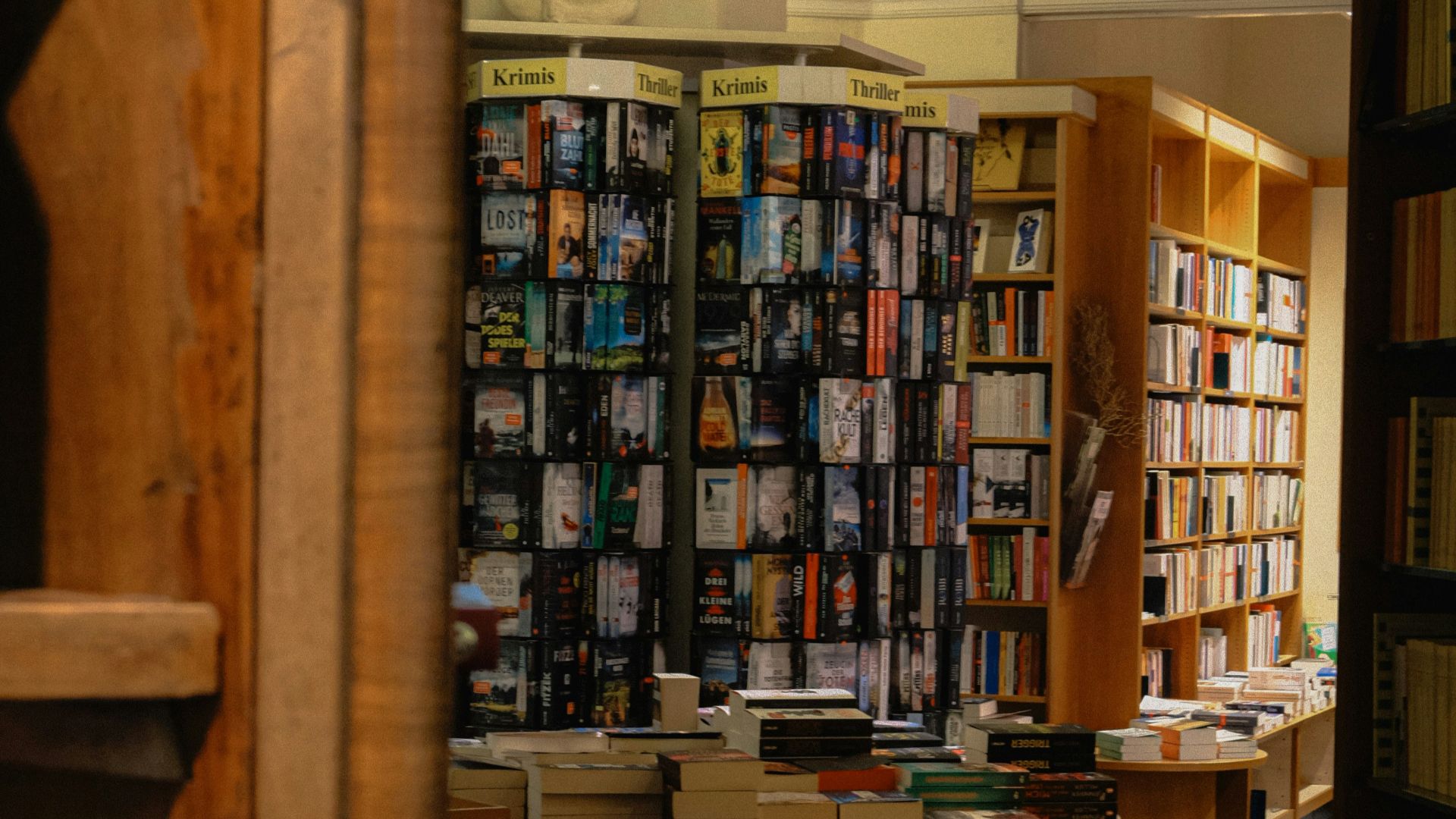 a library with books on shelves