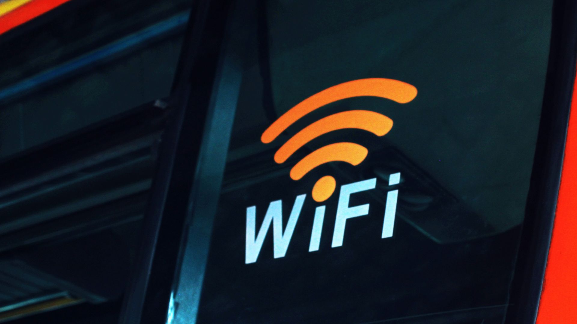a close up of the wifi logo on the side of a bus