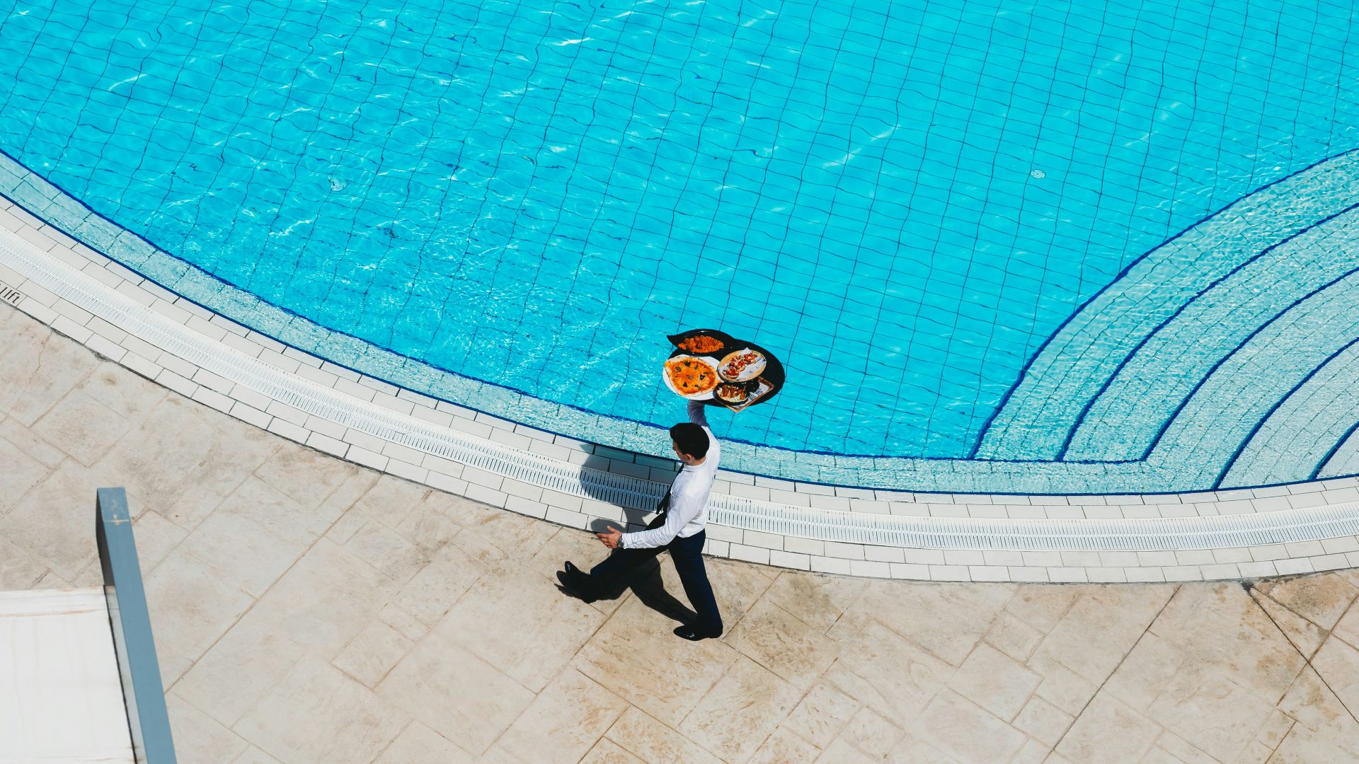 man holding food tray