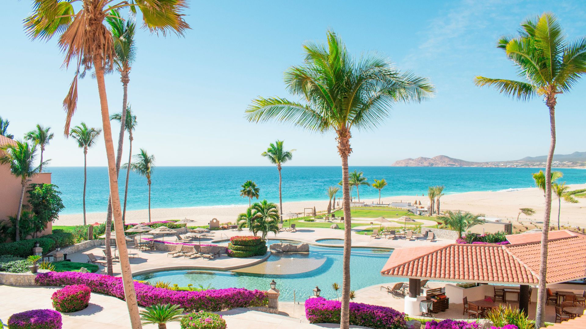 brown and white wooden outdoor lounge chairs near swimming pool during daytime