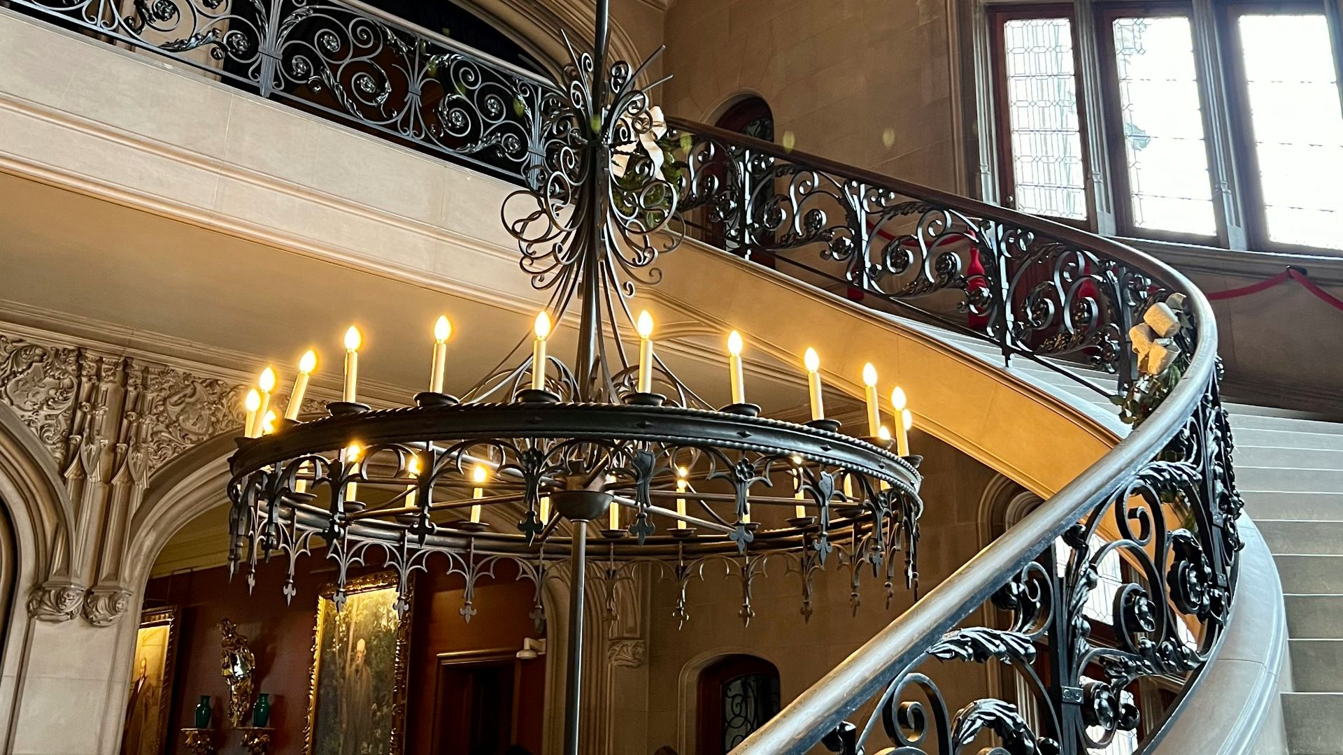 a chandelier in a room