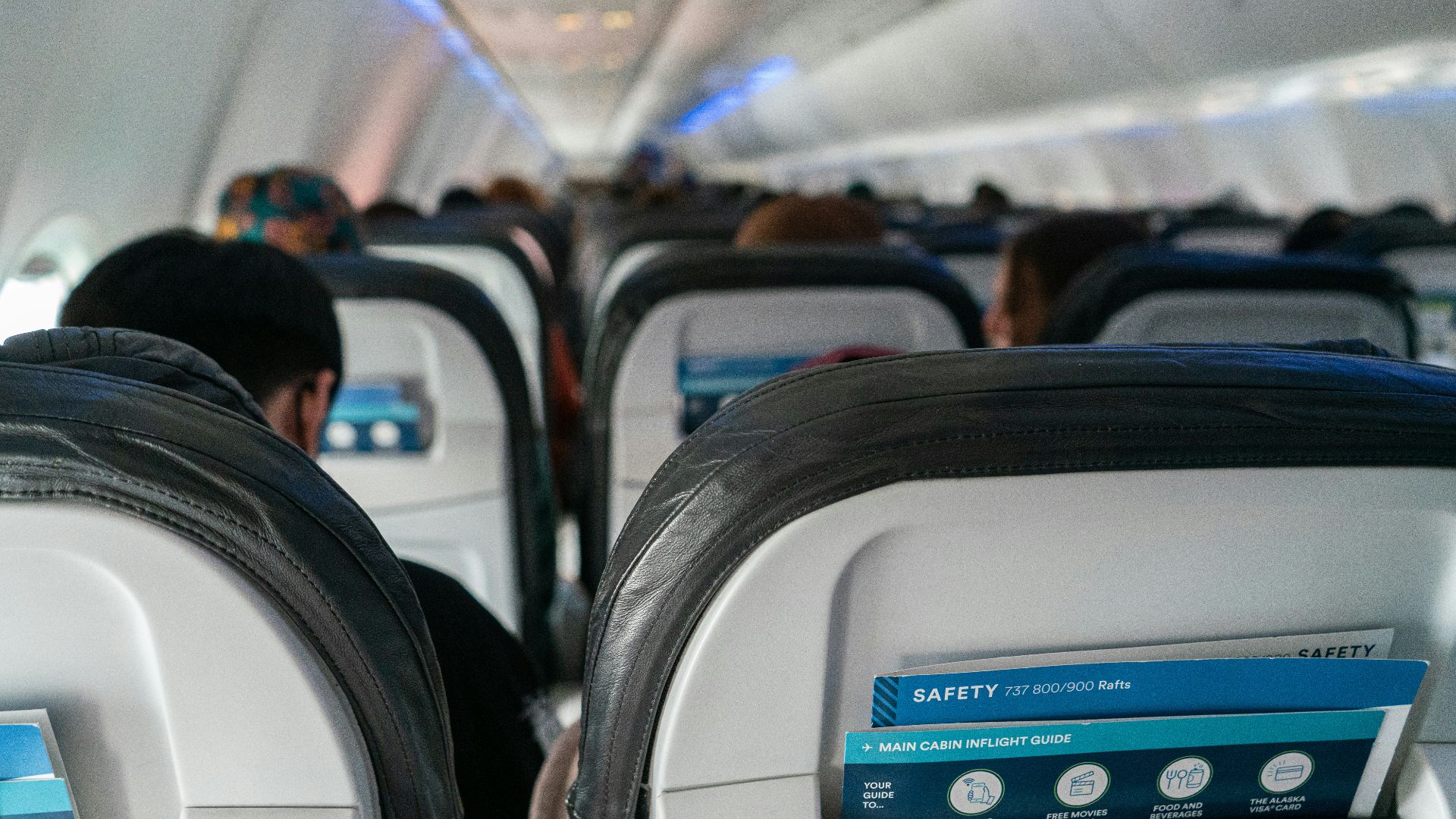 a view of the inside of an airplane