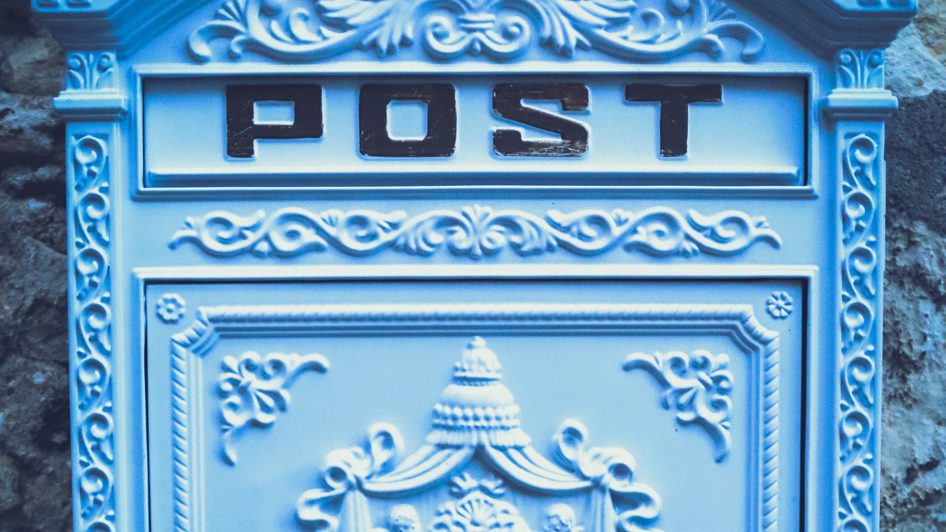 blue and white wooden door