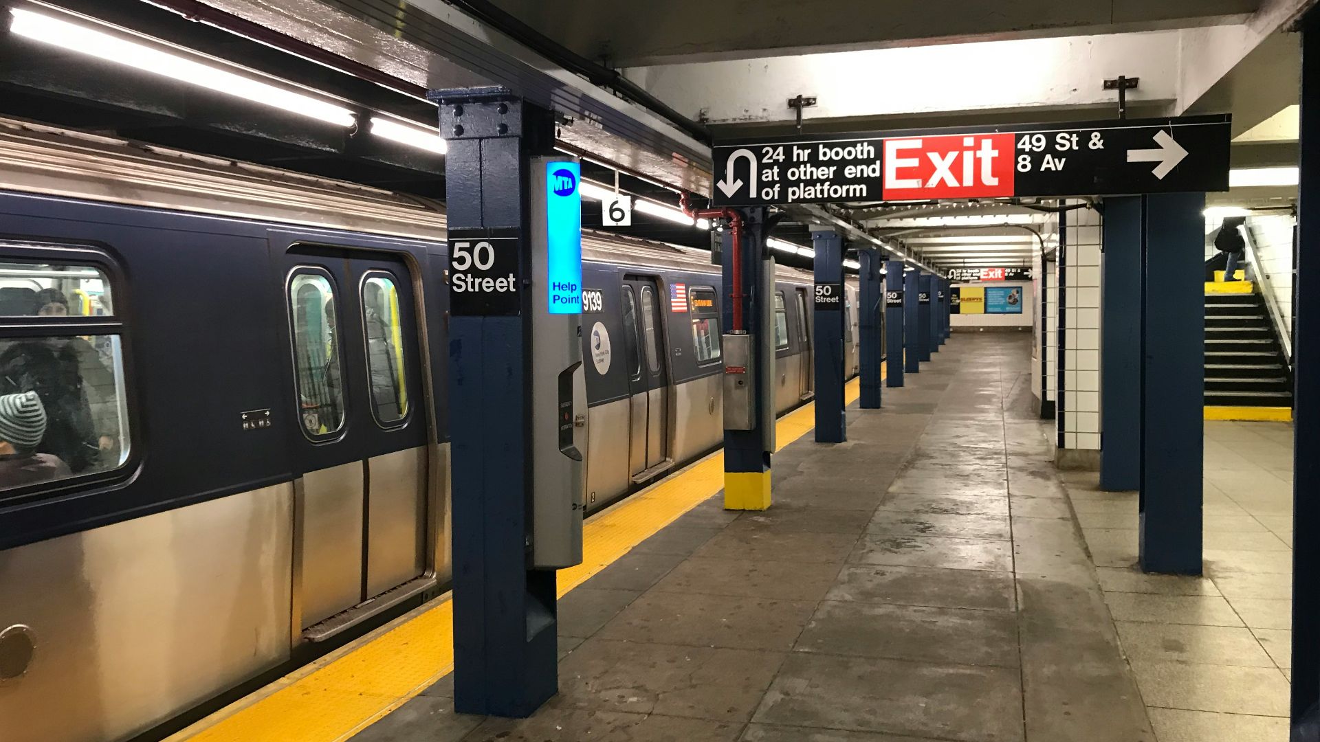 exit sign in subway station