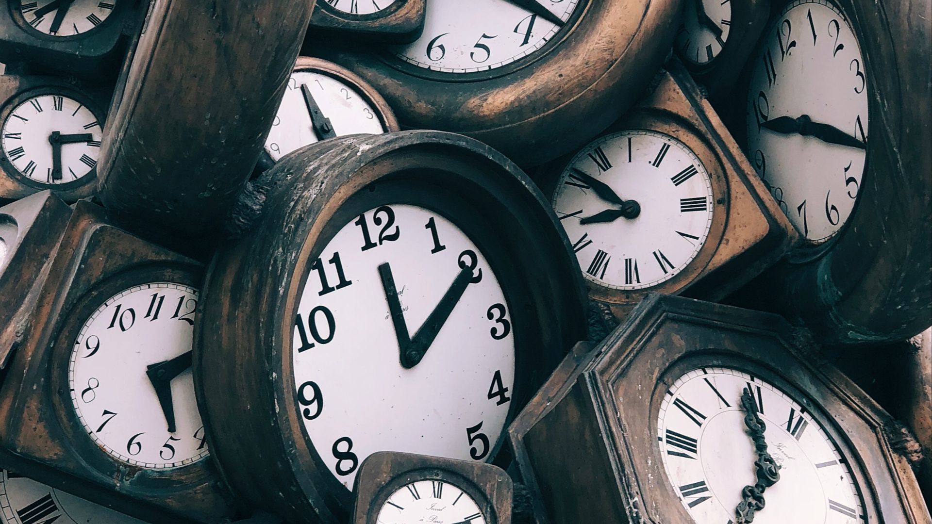 brown-and-white clocks