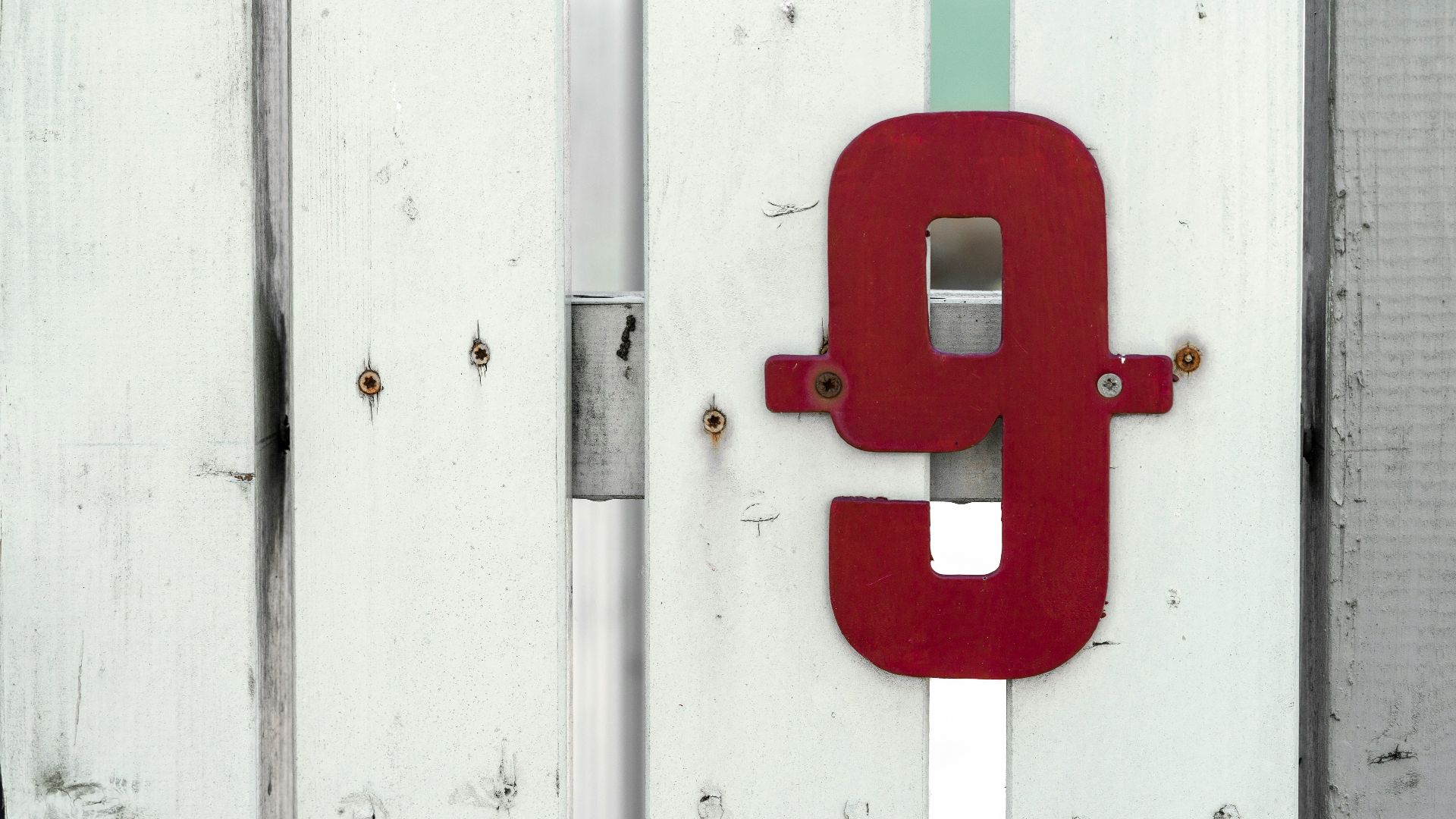 red and white wooden door