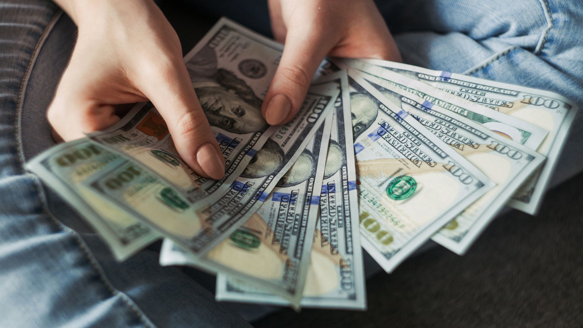 fan of 100 U.S. dollar banknotes