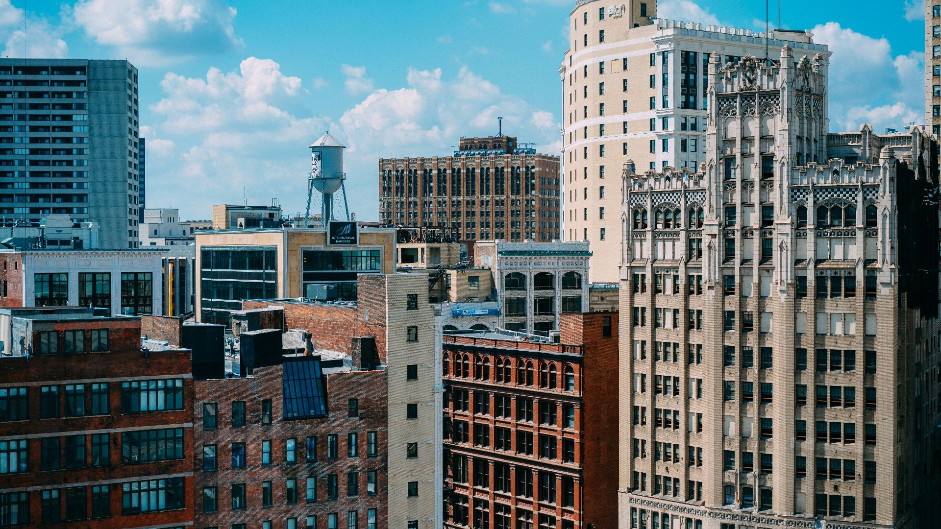 aerial photography of brown and beige buildings