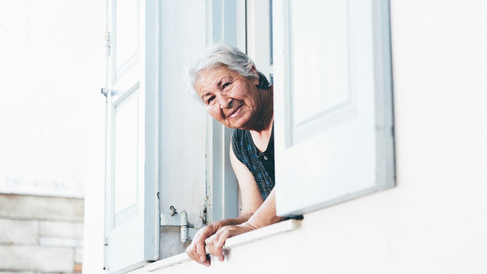 woman peeping at window