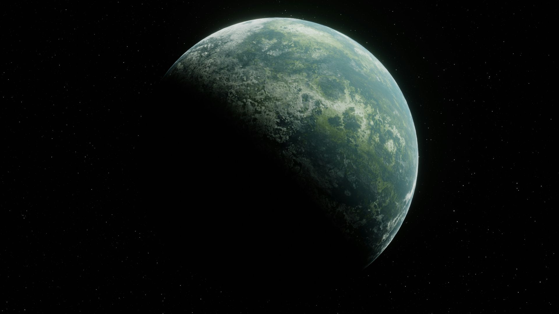 A close up of a planet with stars in the background