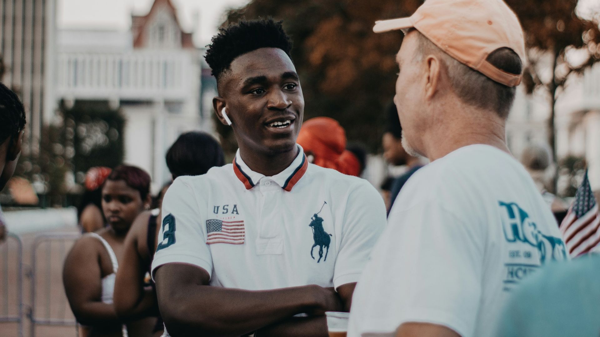 man in white US Polo Assn. collared top