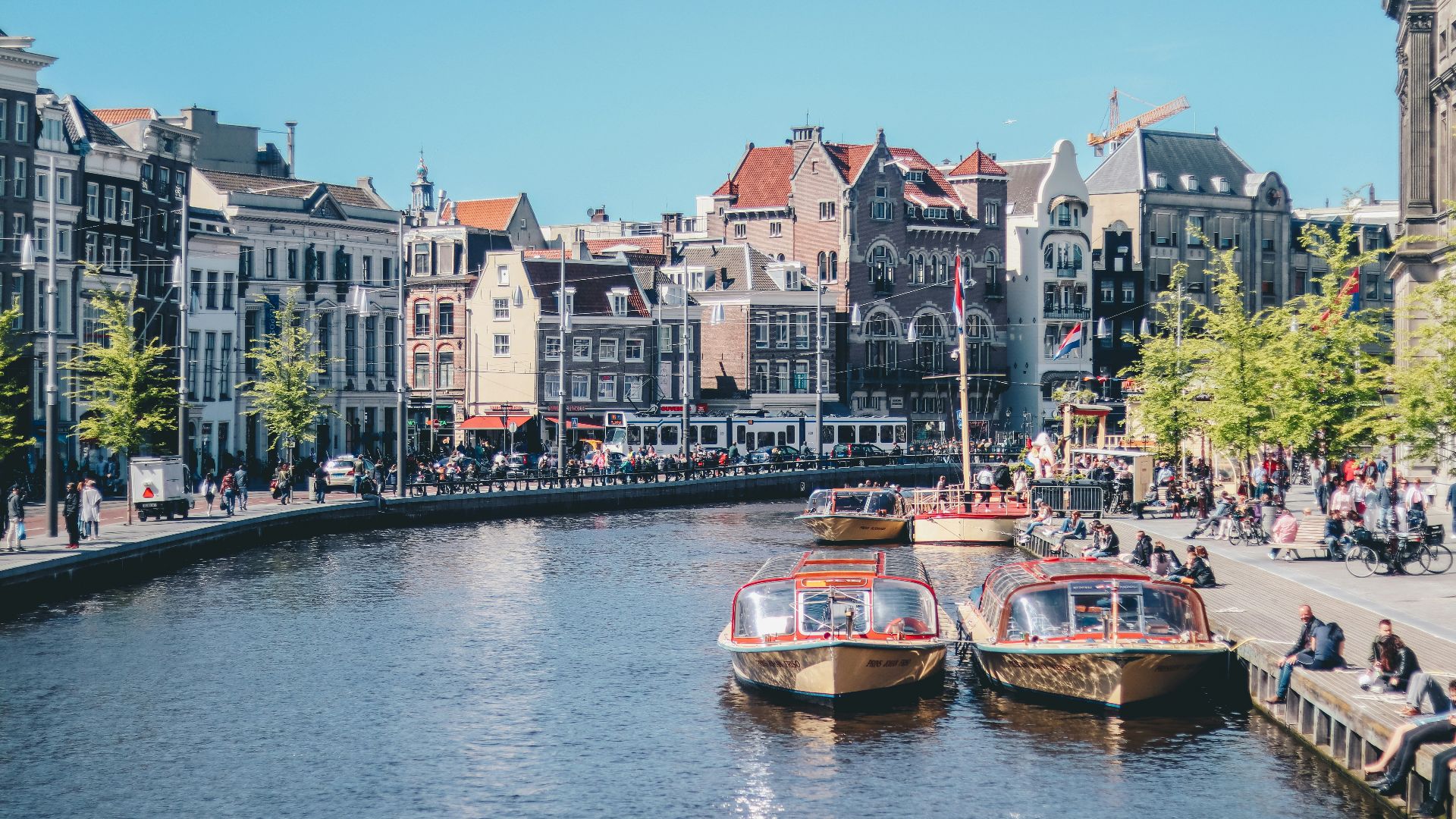 boats on the river near the building