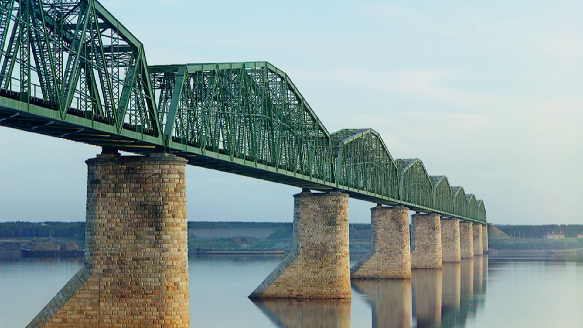 File:The iron bridge on stone pillars. Ural. Trans-Siberian Railroad.jpg