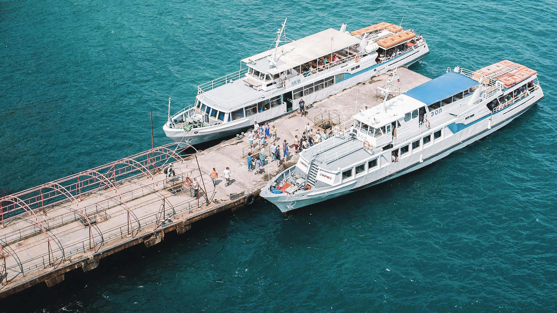 a large ship on the water