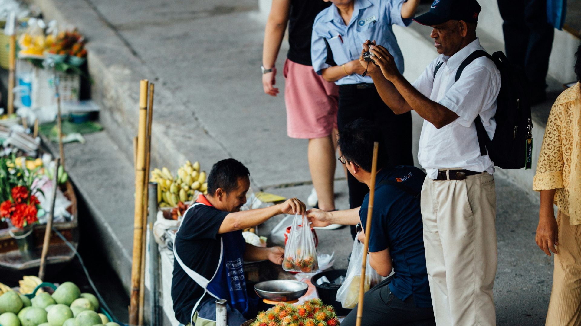 people in street market