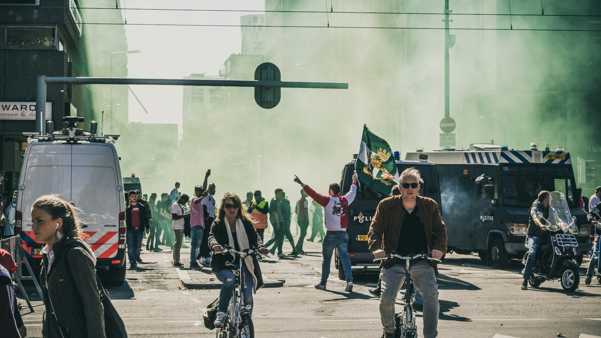 group of people stranded by smoke