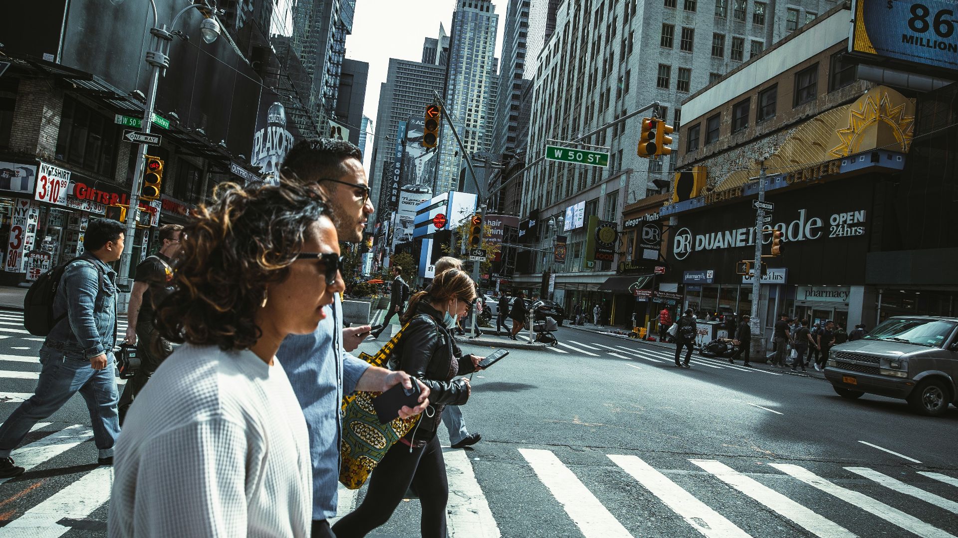 people crossing the street