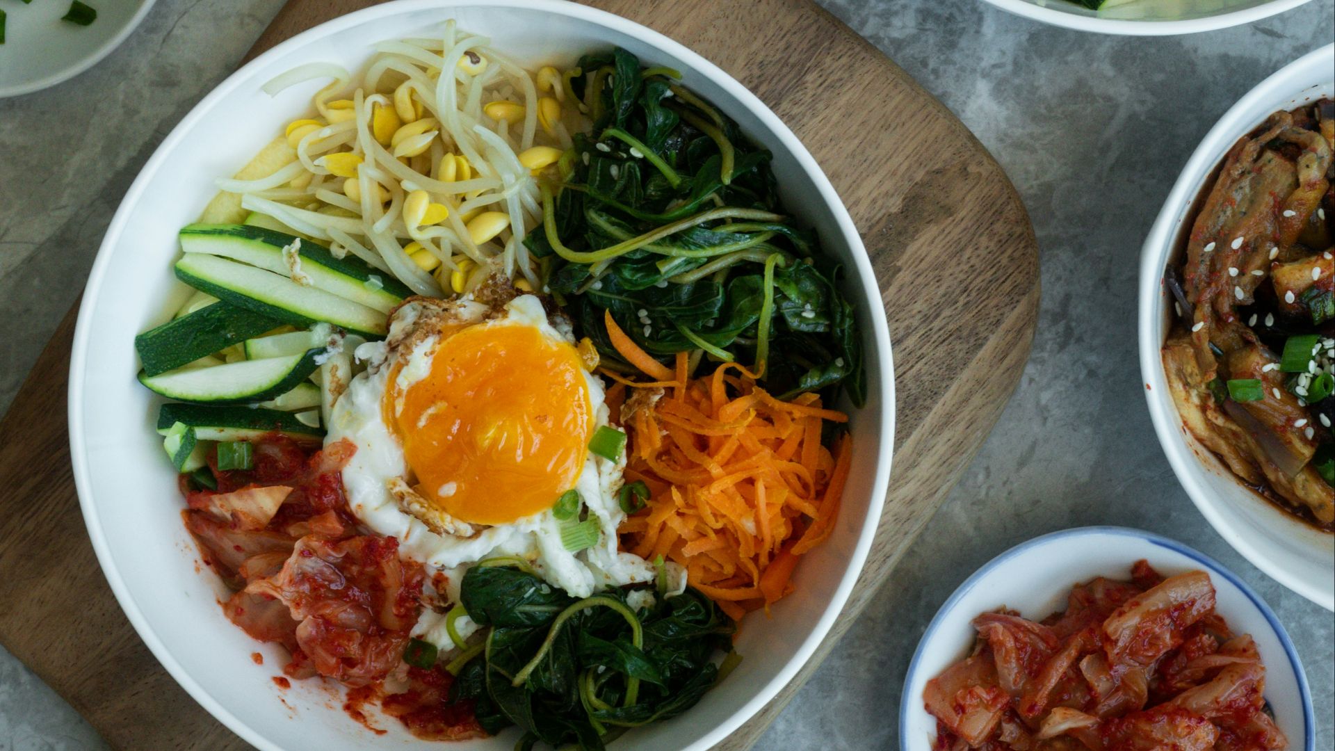 cooked food on white ceramic bowls