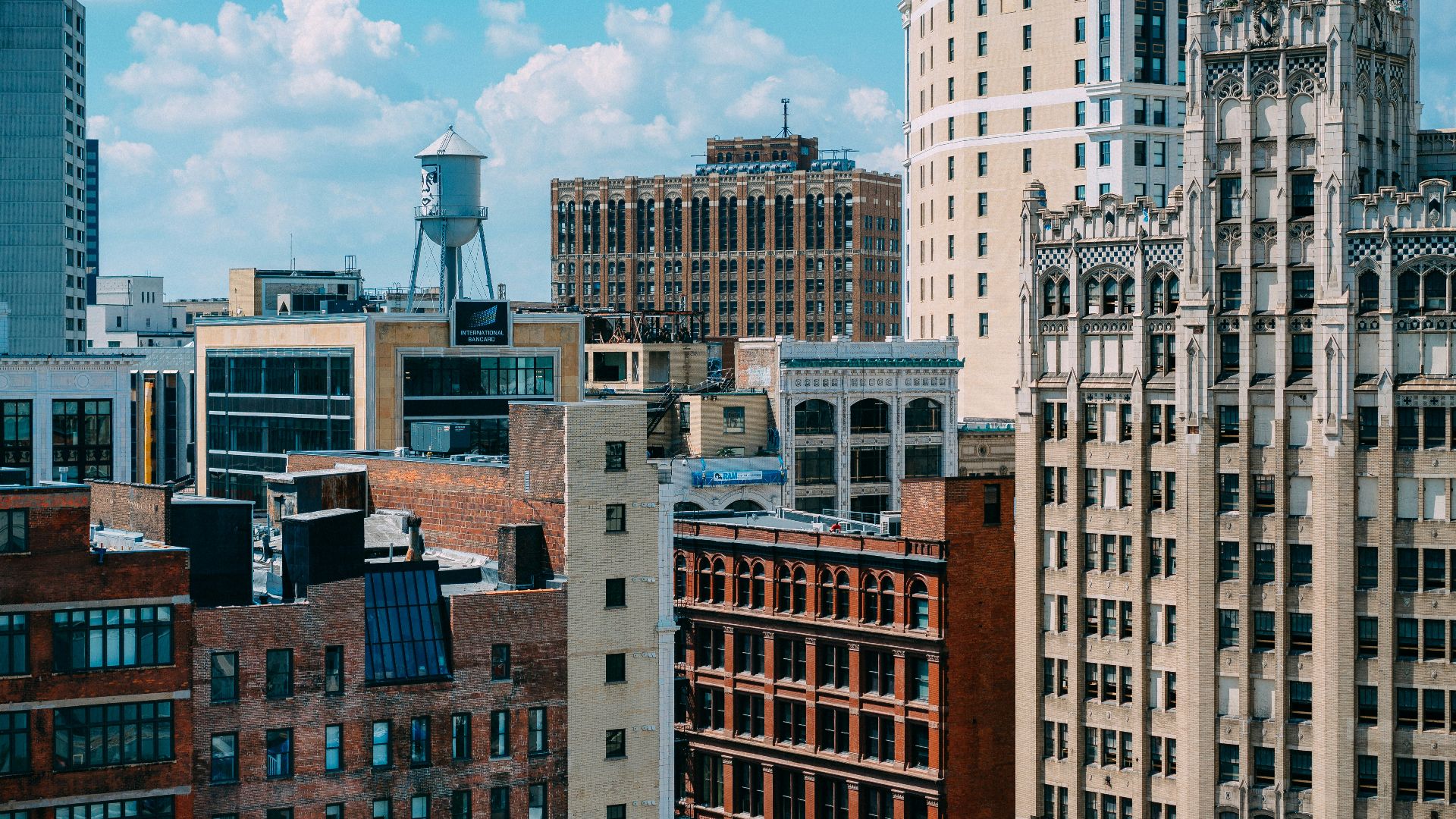 aerial photography of brown and beige buildings