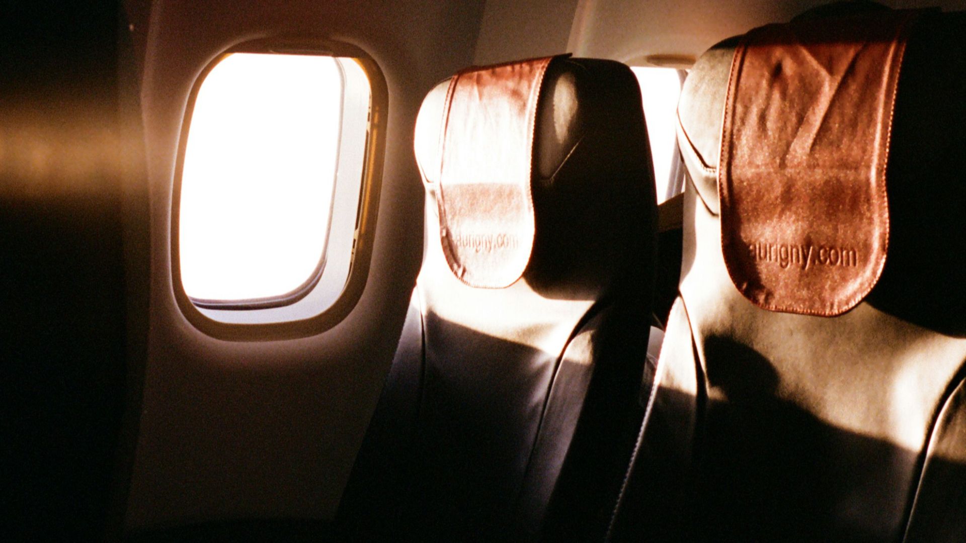 a couple of seats in an airplane