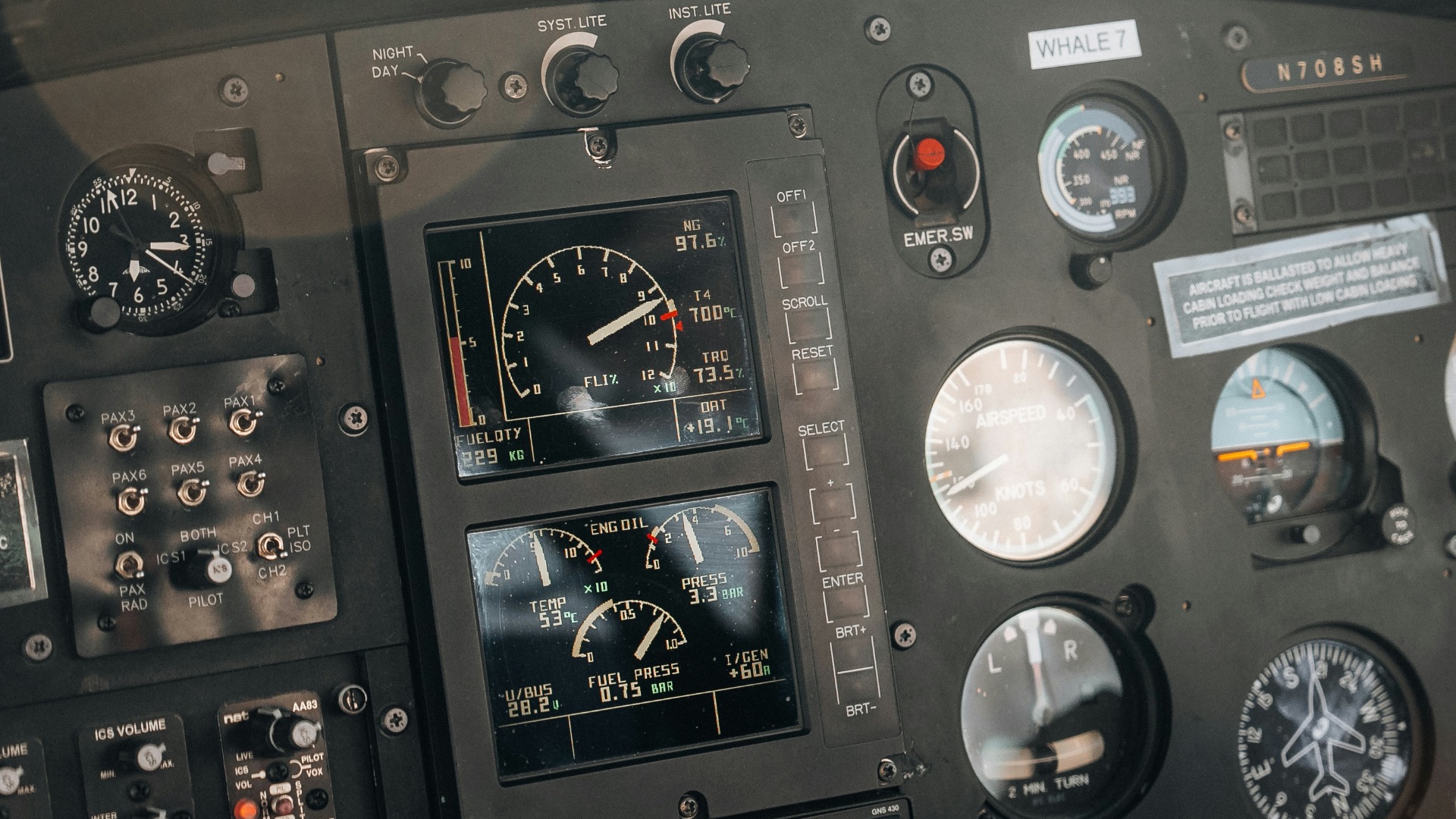 a close up of the controls of a plane