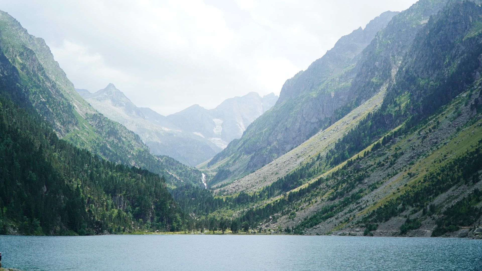 a large body of water surrounded by mountains