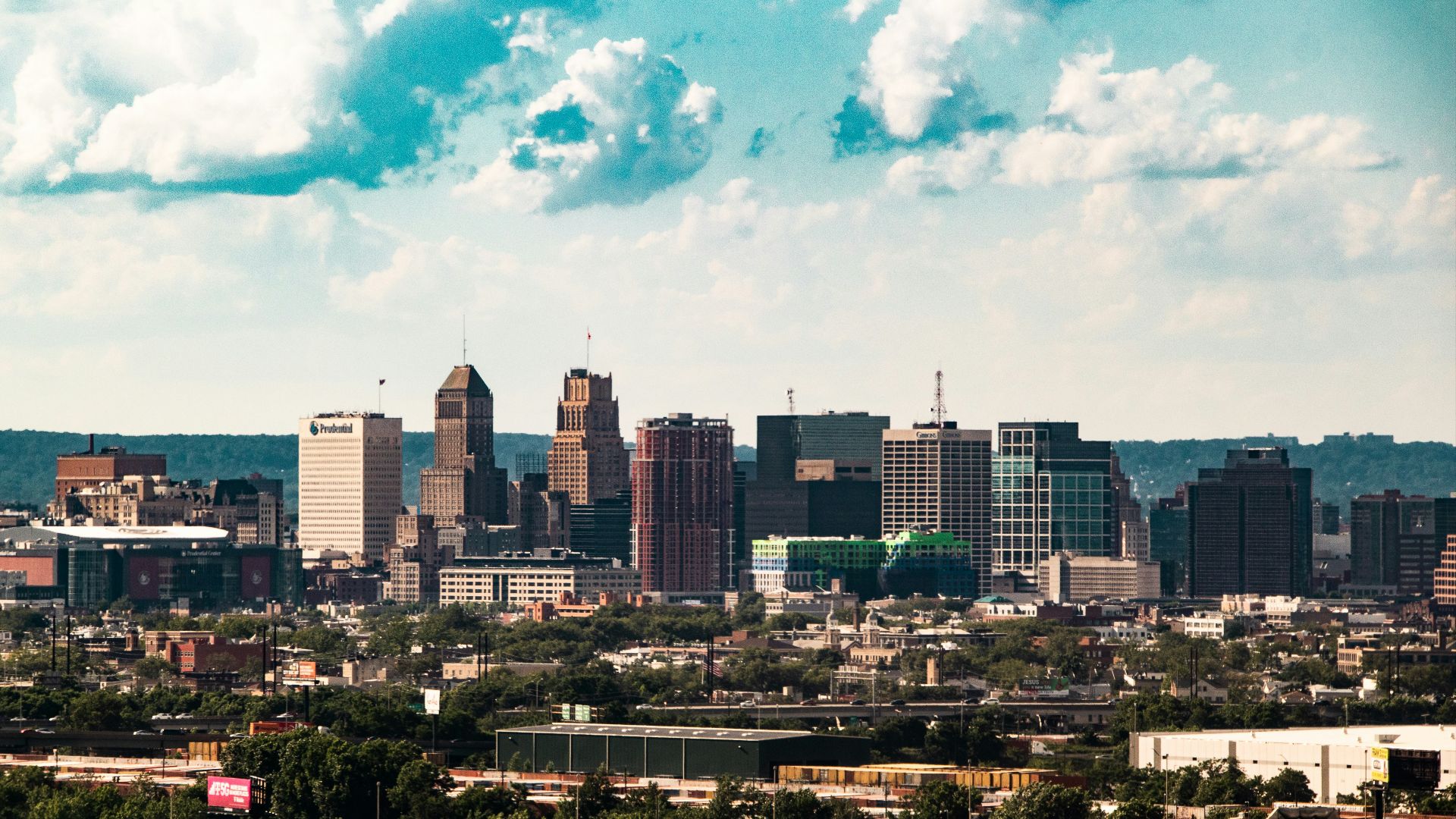 a city with tall buildings