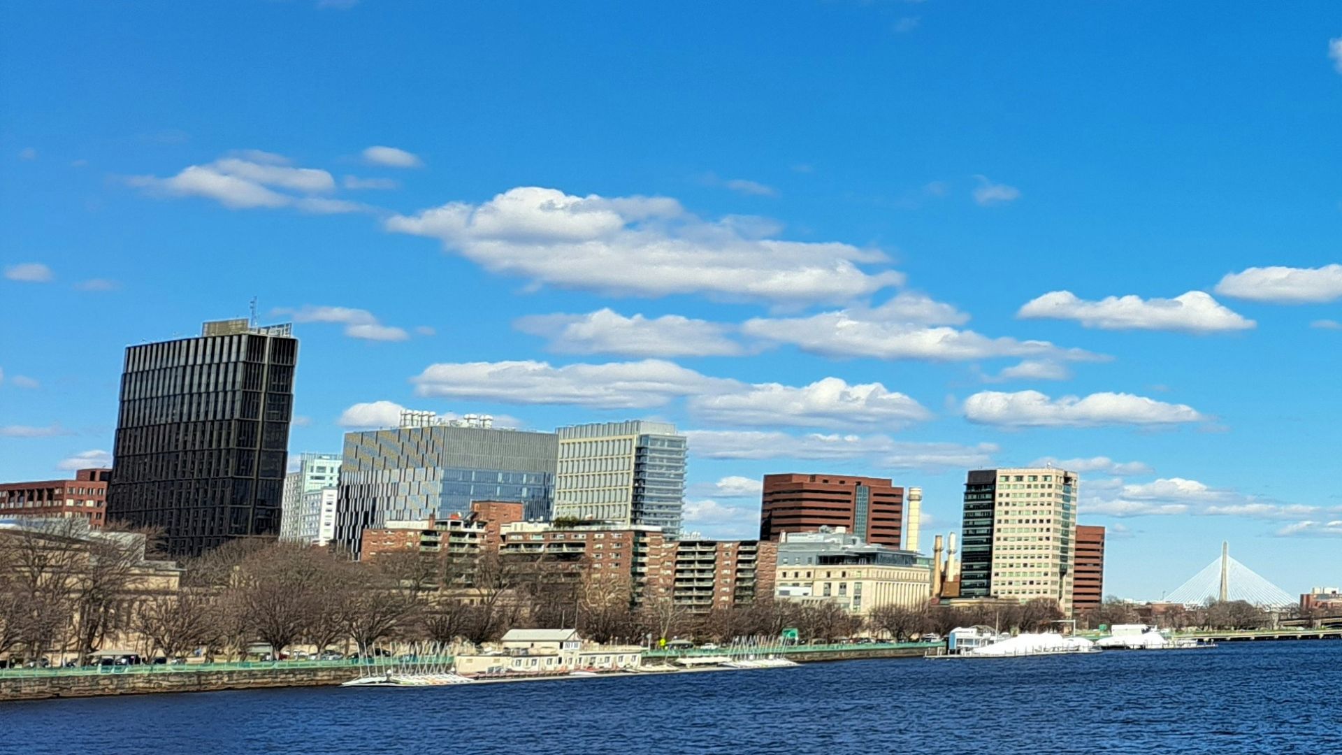A large body of water with a city in the background