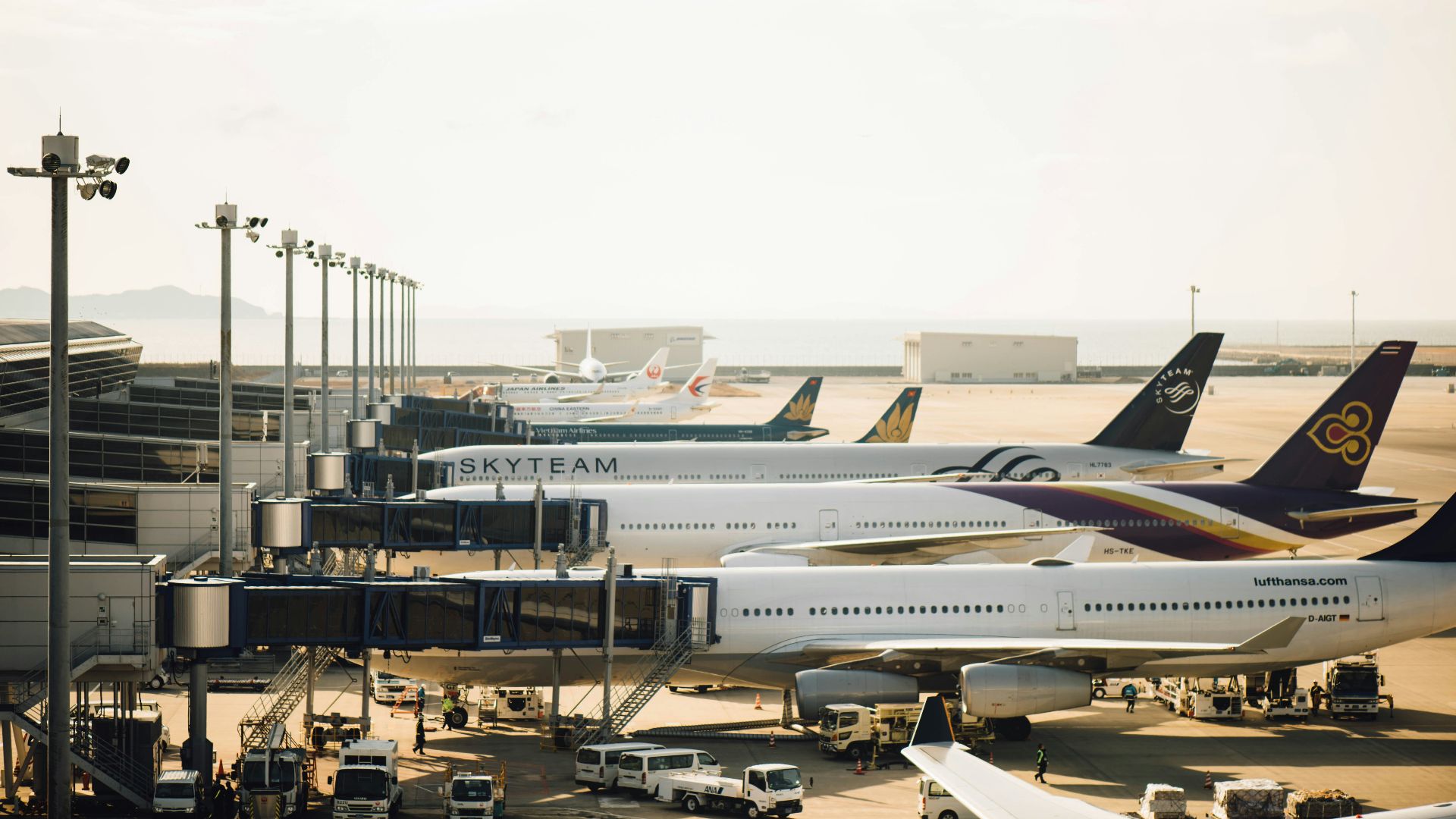 four planes at the airport