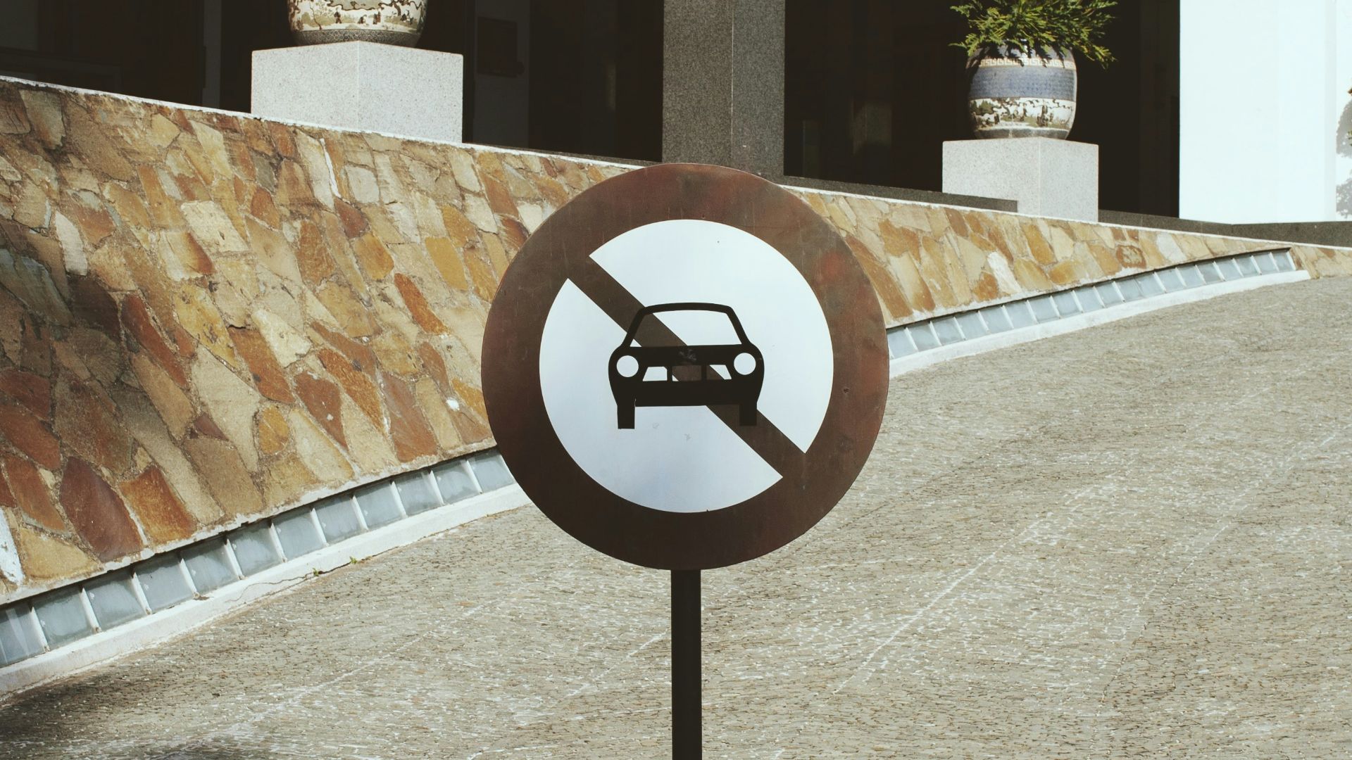 black and white round sign