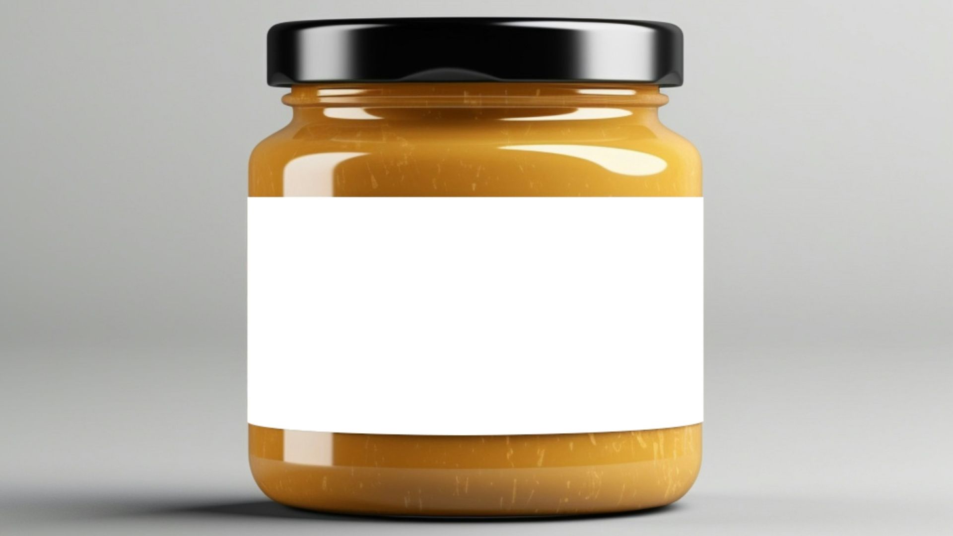 a jar of peanut butter with a white label